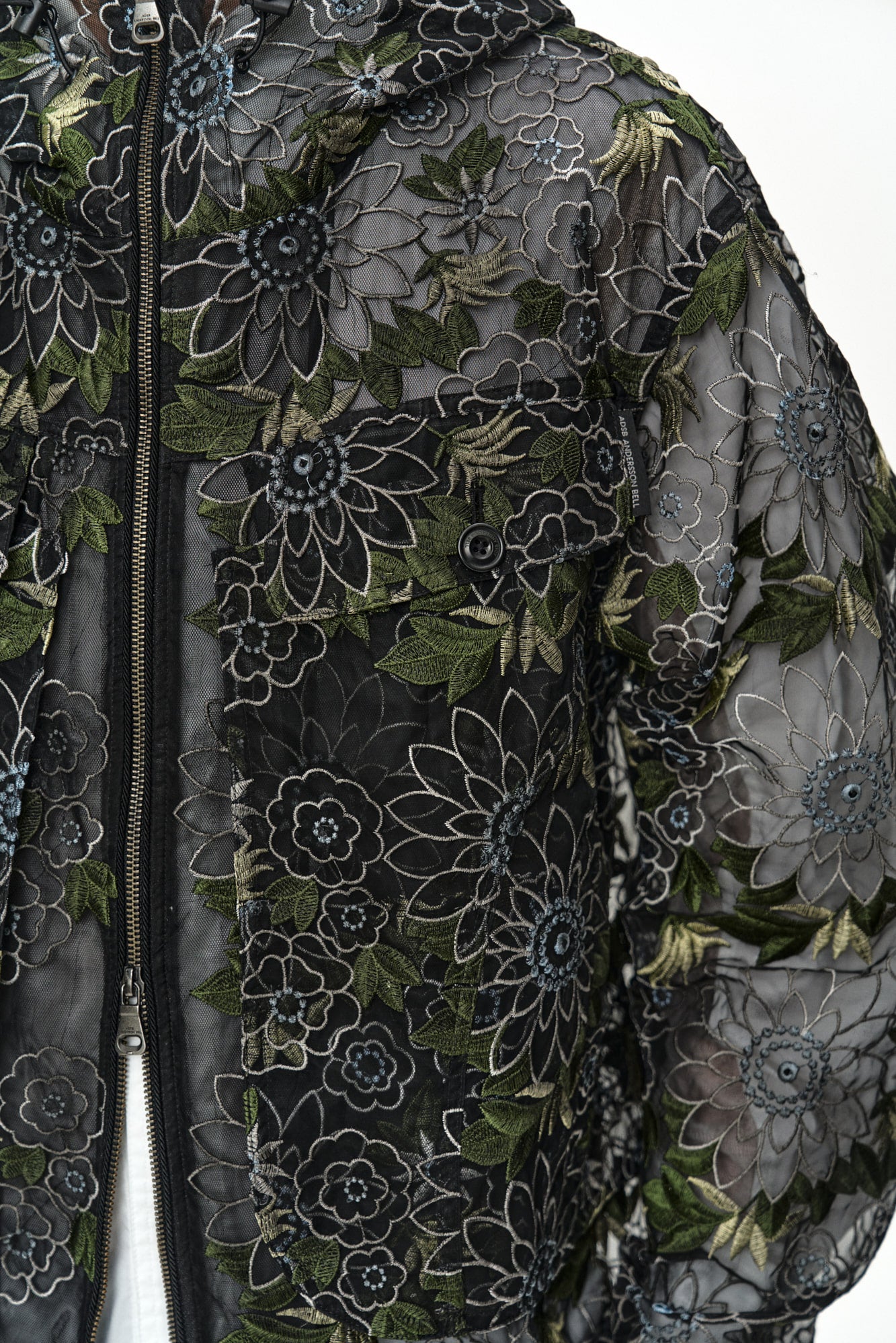 Andersson Bell - Flower Embroidery Sheer Hoodie Jacket (Black) product image 6 | TRAB K-Fashion Australia