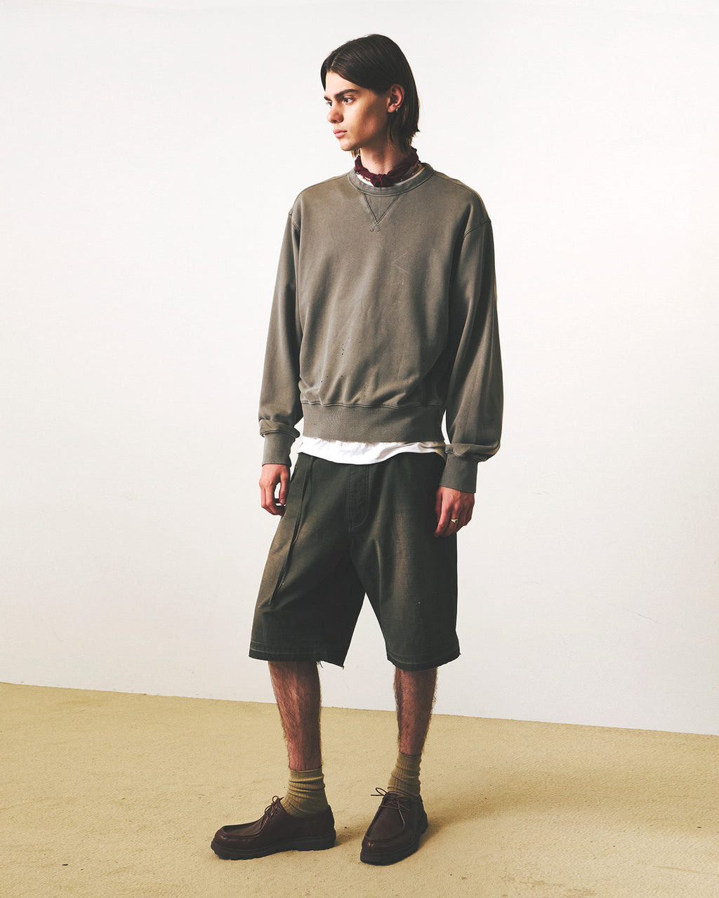 Eastlogue - Curved Outlaw Shorts (Vintage Olive) product image 1 | TRAB K-Fashion Australia