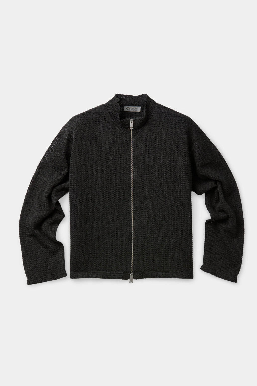 Coor - Linen Blend Stand Collar Knit Zip-Up (Charcoal) product image 1 | TRAB K-Fashion Australia
