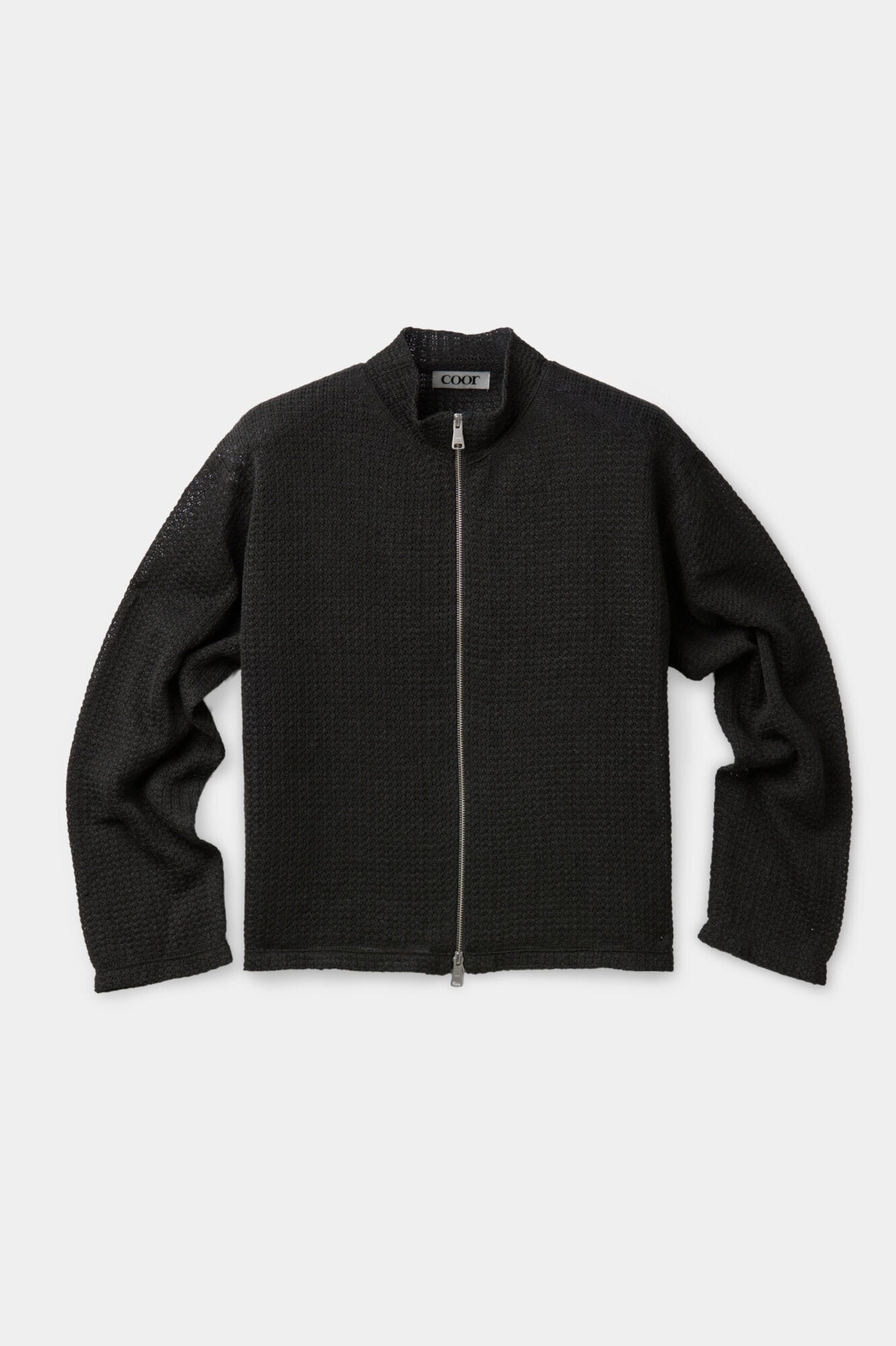 Coor - Linen Blend Stand Collar Knit Zip-Up (Charcoal) product image 1 | TRAB K-Fashion Australia