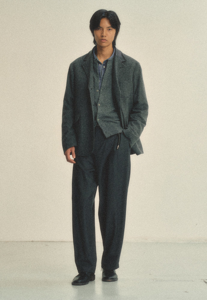 Art if acts - Leather Collar Wool Blazer_Japanese Fabric (Charcoal) product image 4 | TRAB K-Fashion Australia