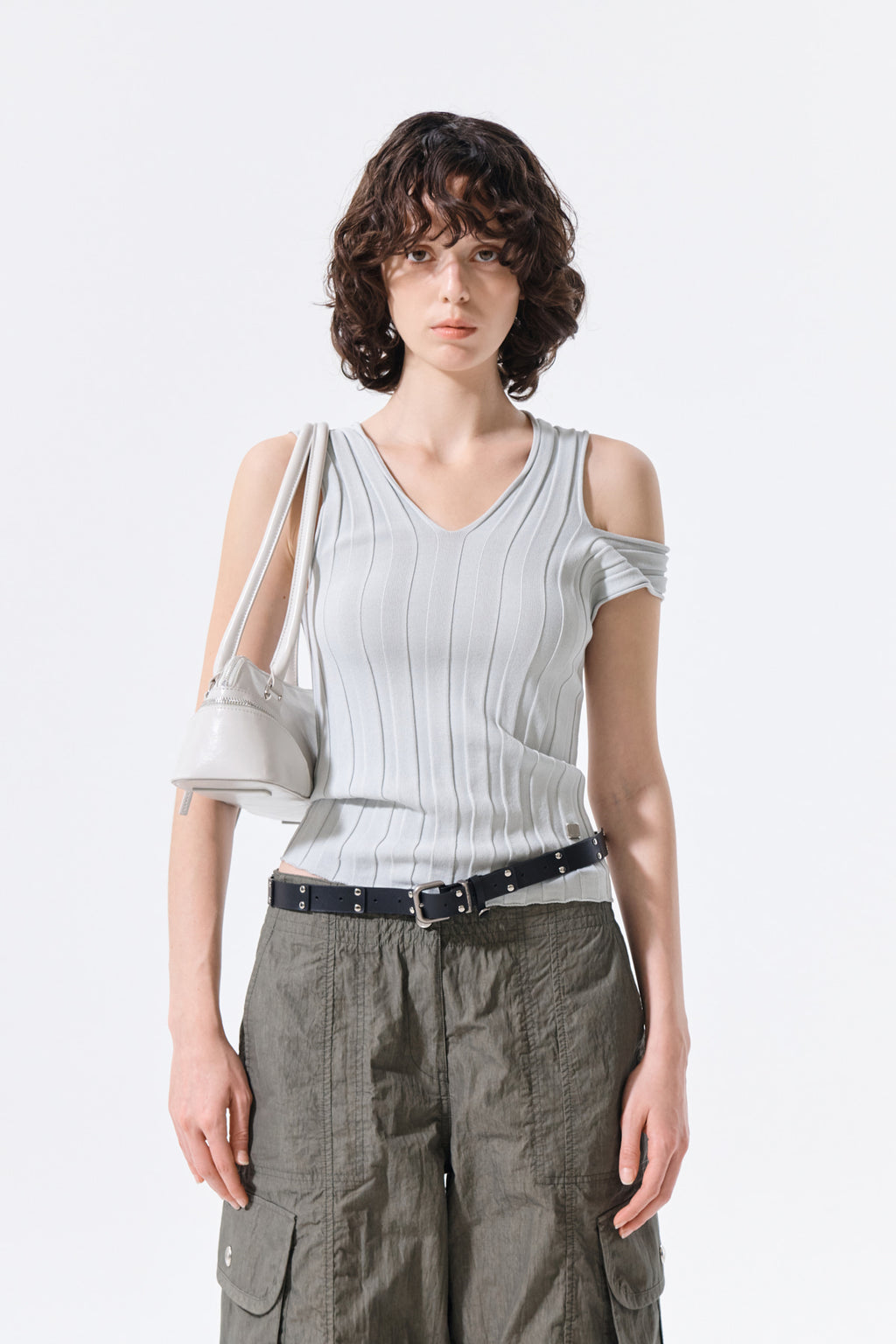 Matin Kim - Cut Out Sleeveless Knit Top (Light Grey) product image 10 | TRAB K-Fashion Australia