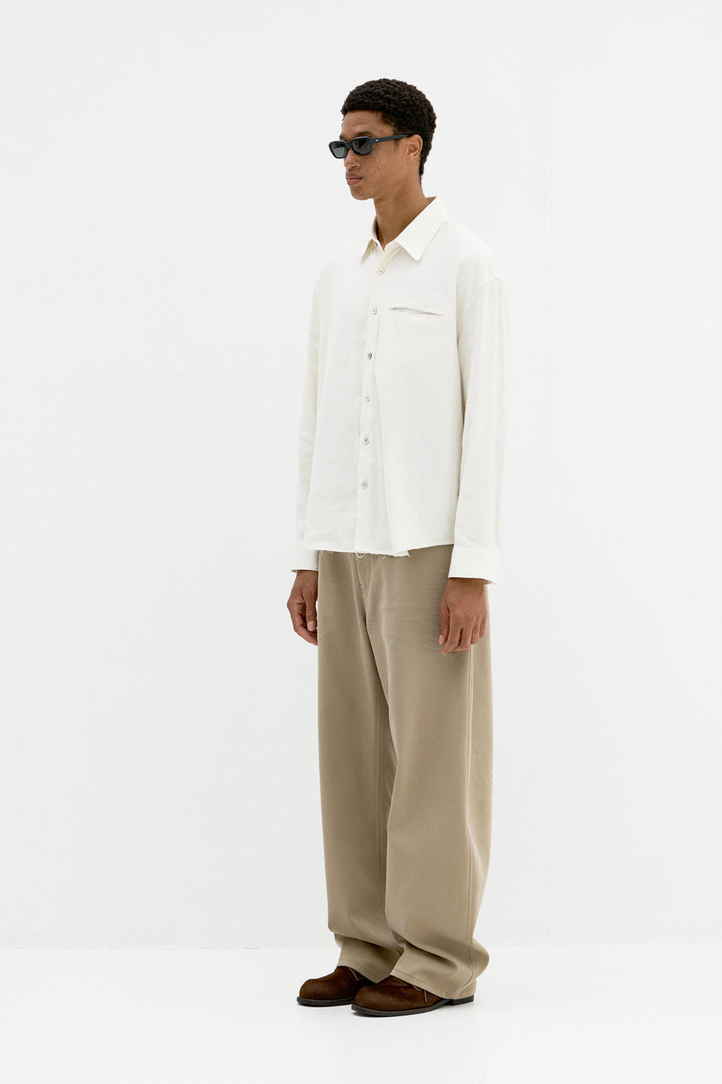 Coor - Cinched Back Embossed Washed Curved Pants (Washed Beige) product image 3 | TRAB K-Fashion Australia