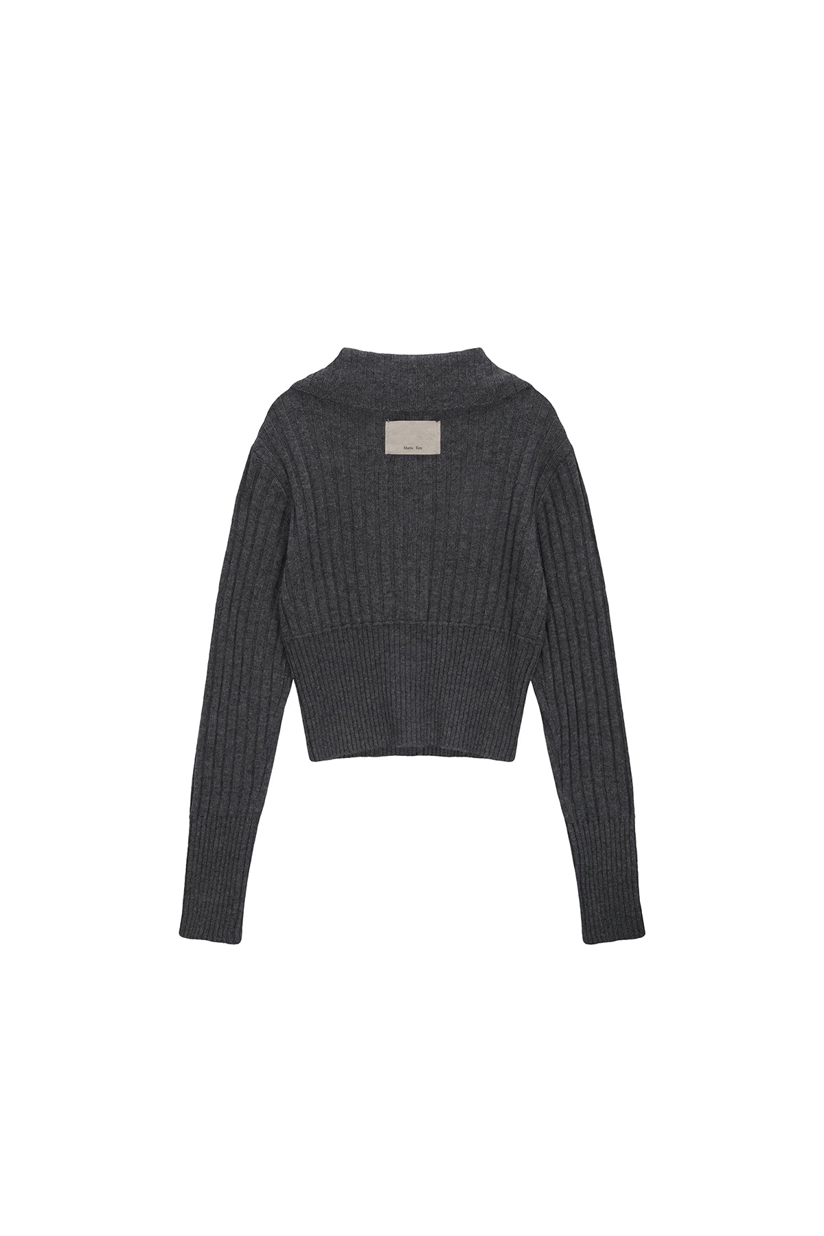 Matin Kim - Semi Crop Knit Button Cardigan (Grey) product image 5 | TRAB K-Fashion Australia
