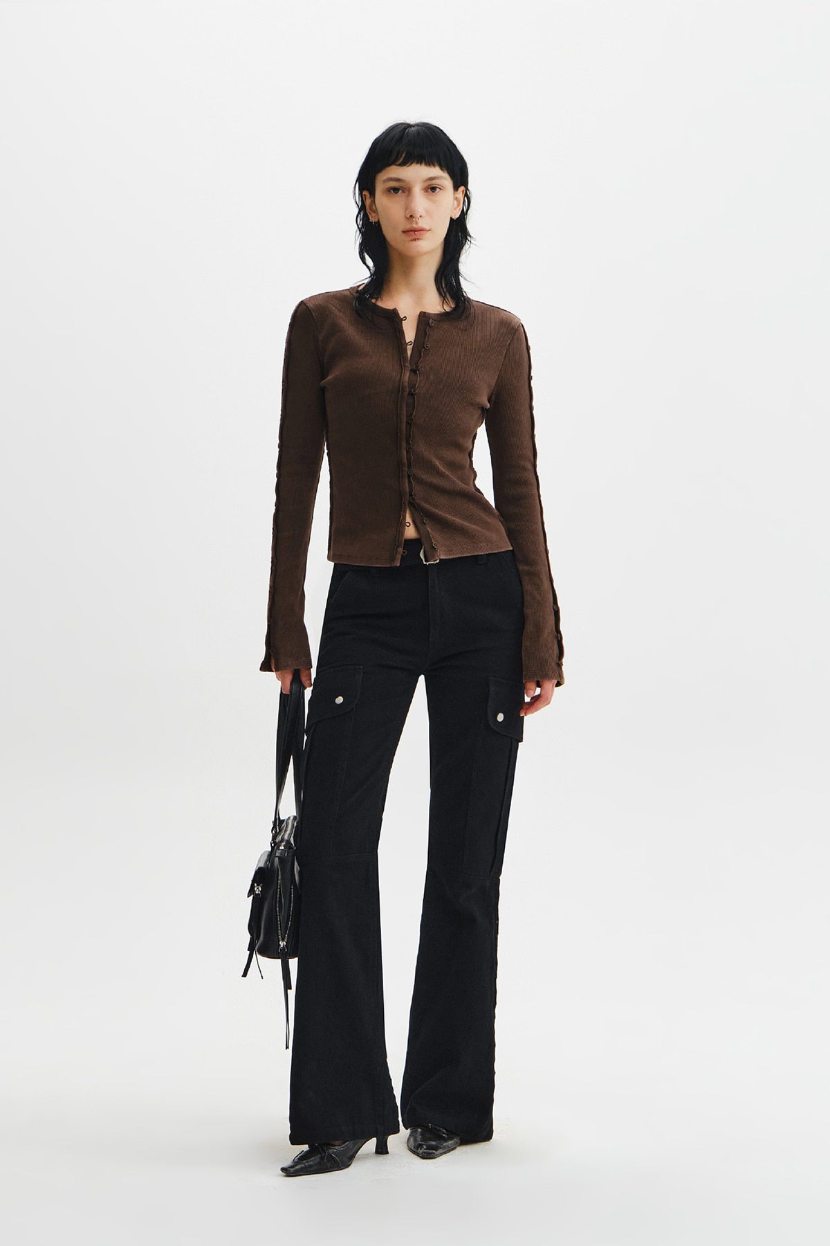 Matin Kim - Multi Hook Bootcut Cargo Pants (Black) product image 11 | TRAB K-Fashion Australia