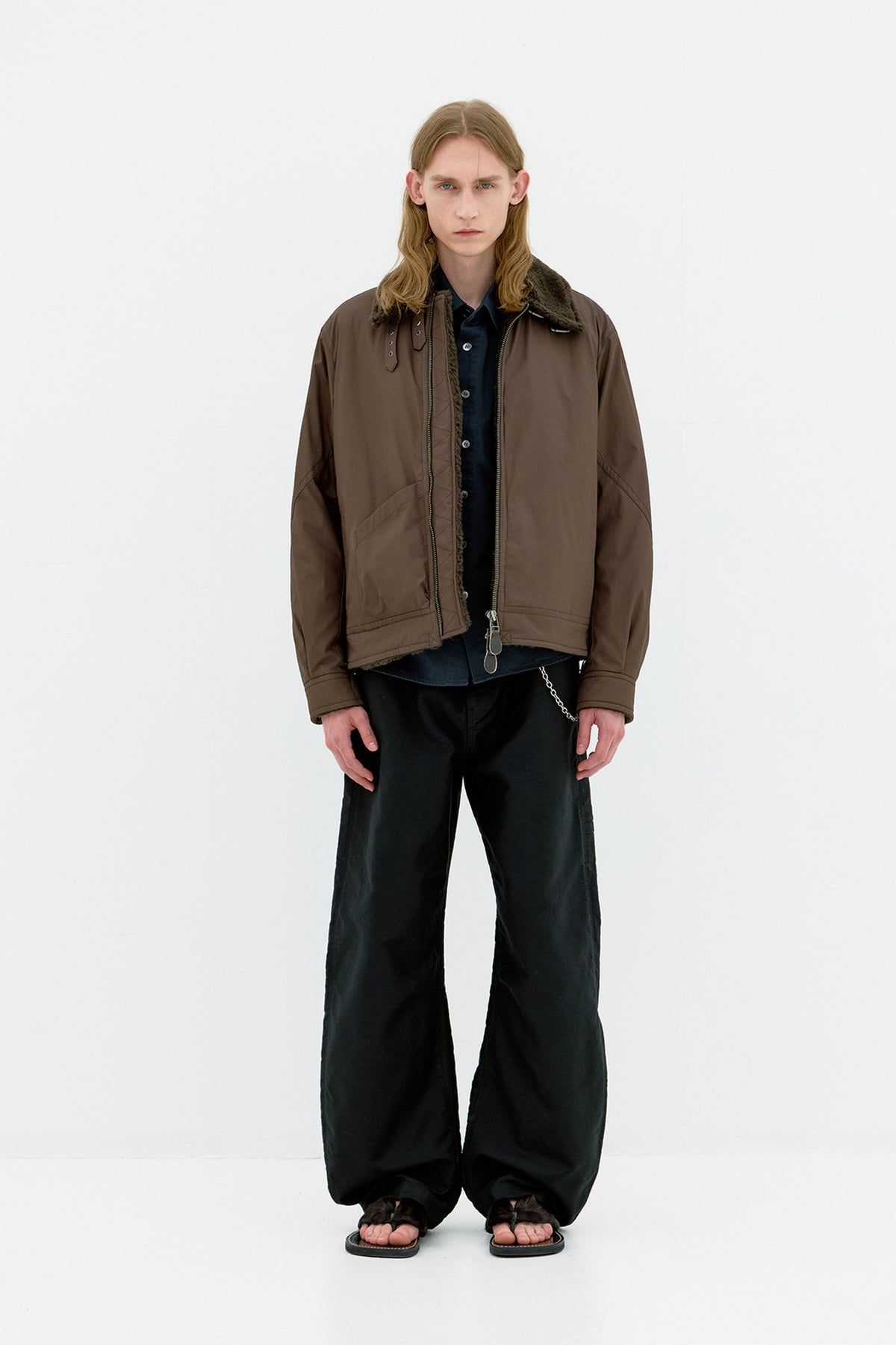 Coor - Fur Lined Cotton B-3 Jacket (Dark Brown) product image 2 | TRAB K-Fashion Australia