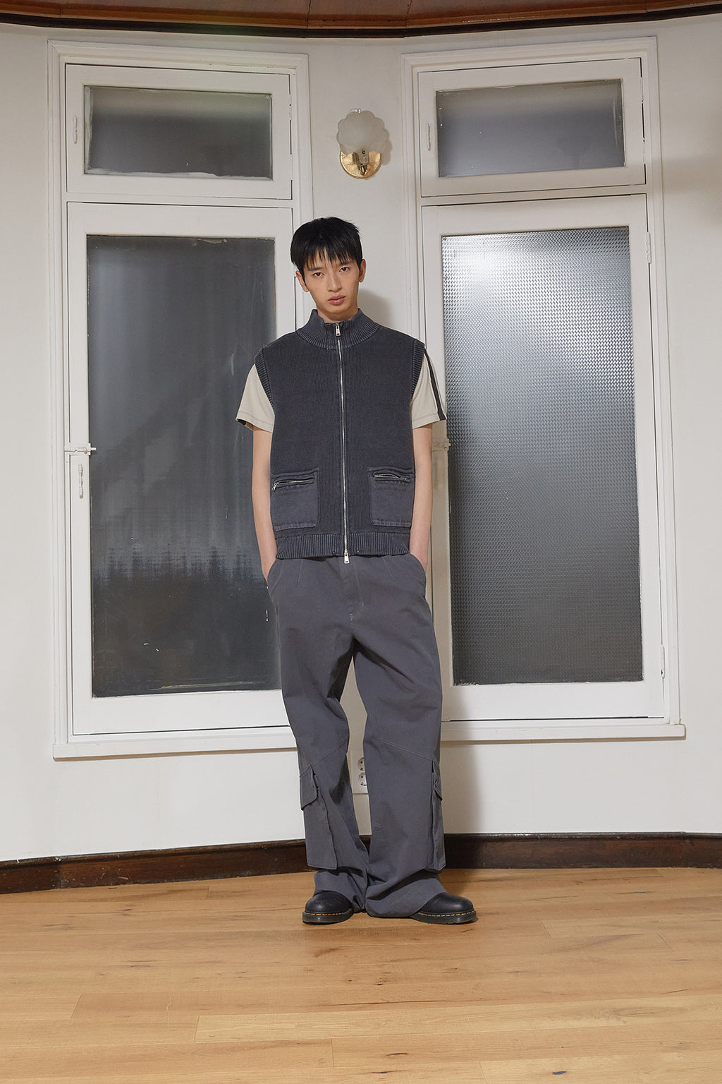 Matin Kim - Out Pocket Cotton Cargo Pants (Smoke Blue) product image 10 | TRAB K-Fashion Australia
