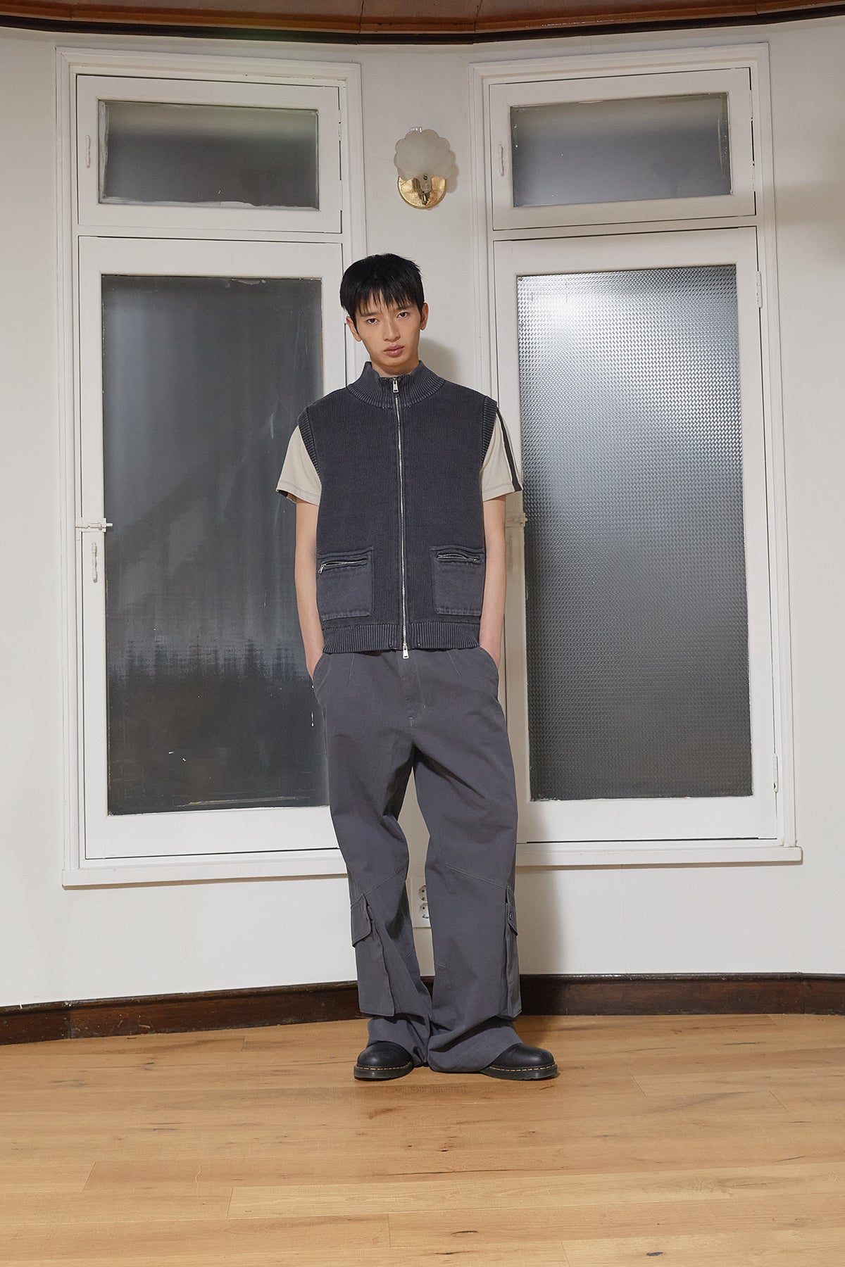 Matin Kim - Out Pocket Cotton Cargo Pants (Smoke Blue) product image 10 | TRAB K-Fashion Australia