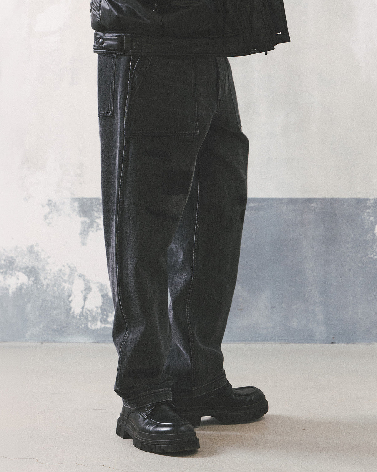 Eastlogue - Damaged Fatigue Pants (Black Denim) product image 3 | TRAB K-Fashion Australia