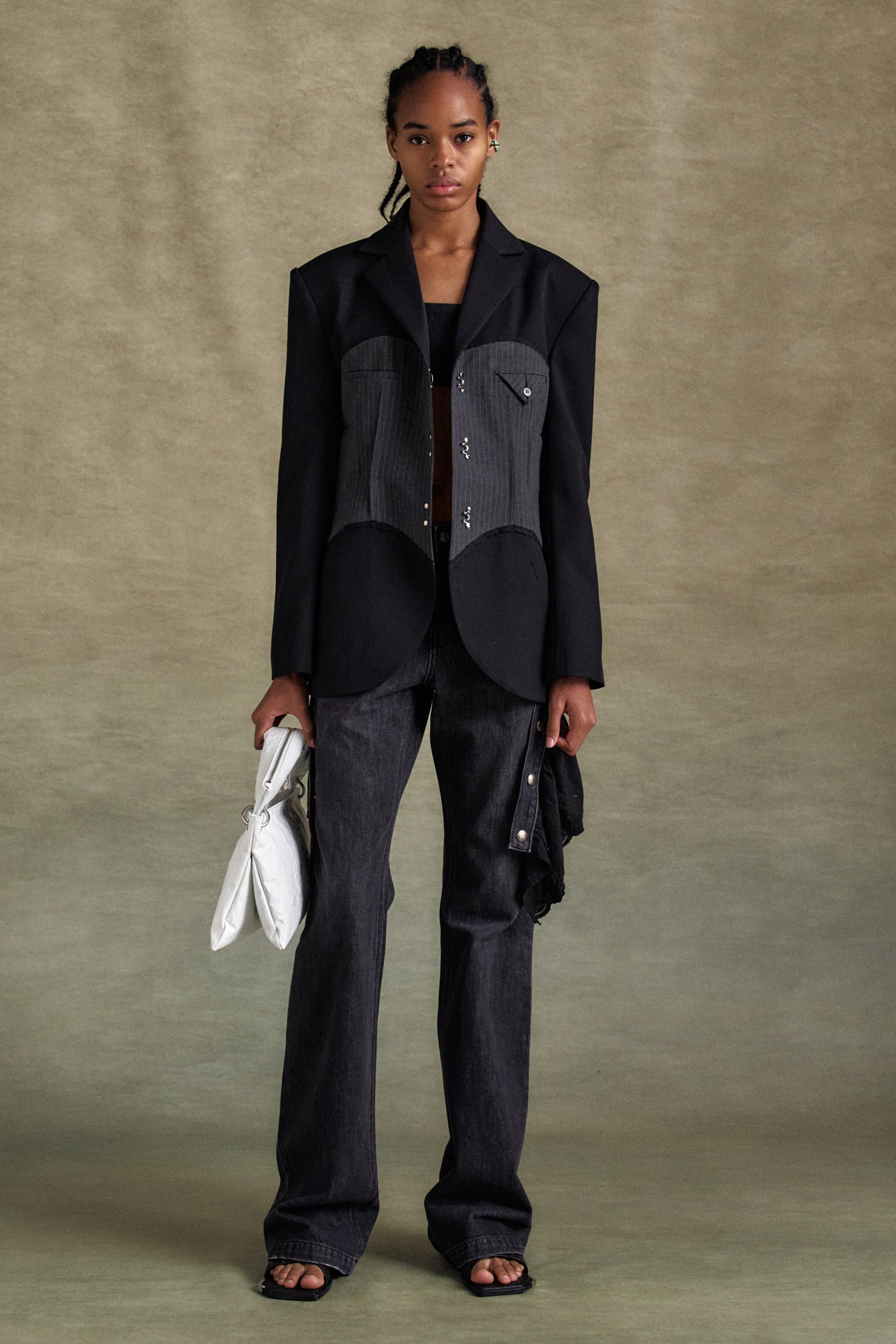 Andersson Bell - Flower Lace Attached Bootcut Jeans (Washed Black) product image 7 | TRAB K-Fashion Australia