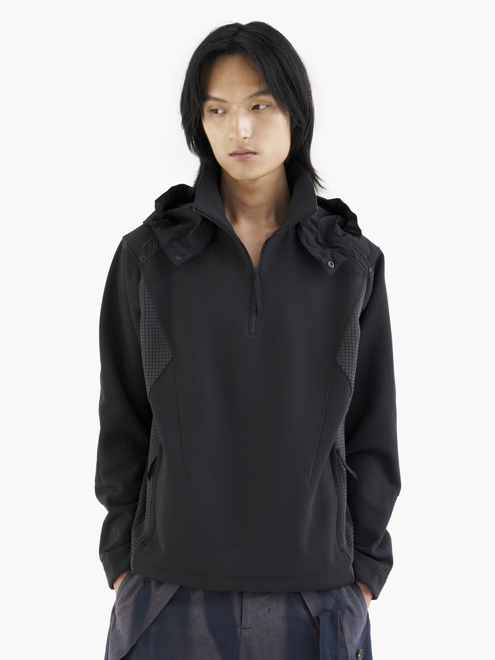 Jiyong Kim - Hooded Half Zip-Up (Black) product image 2 | TRAB K-Fashion Australia