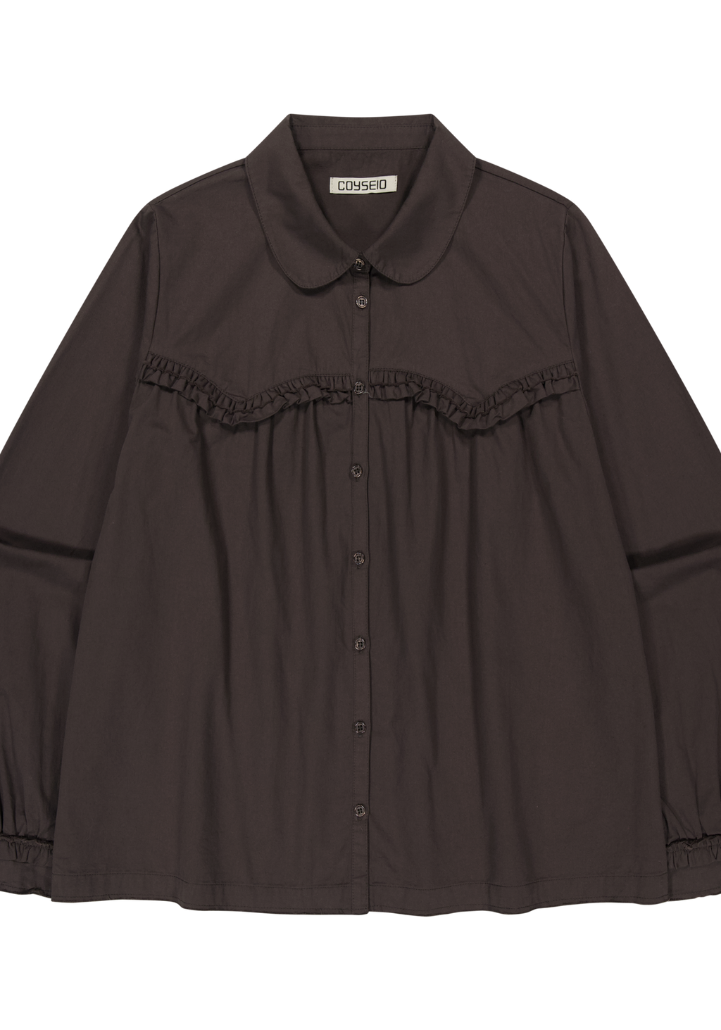 Coyseio - Rough Cut Frill Shirt (Brown) product image 2 | TRAB K-Fashion Australia