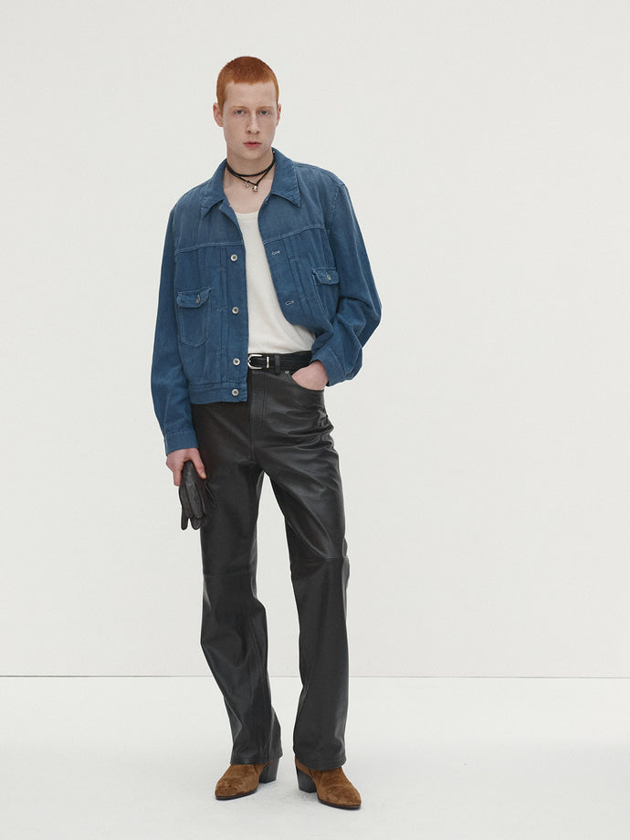 Tonywack - Cotton Linen Garment-Dyed Trucker Jacket (Faded Blue) product image 1 | TRAB K-Fashion Australia