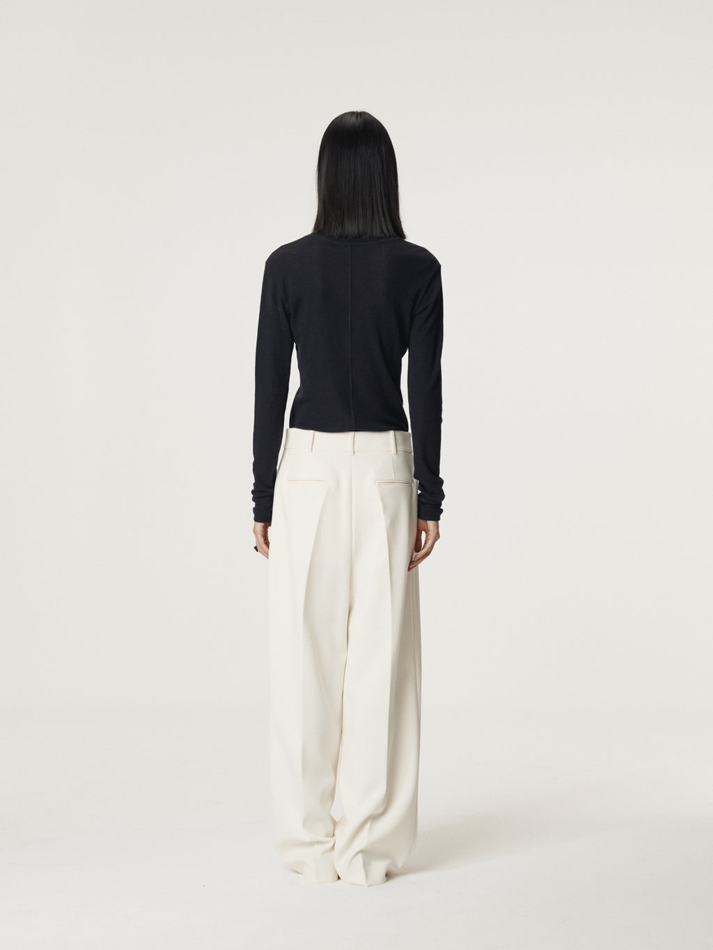 Recto - Double Pleated Wide Pants (Cream) product image 4 | TRAB K-Fashion Australia
