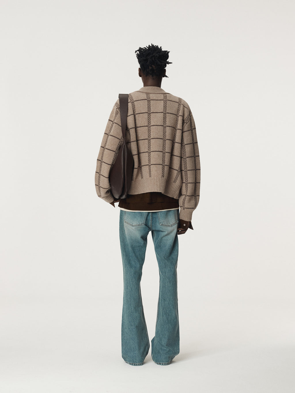 Recto - Square Jaquard Collar Cardigan (Sepia Beige) product image 2 | TRAB K-Fashion Australia