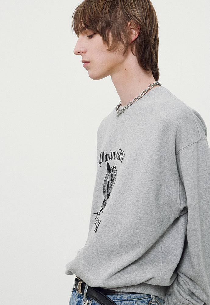 Tonywack - Embroidery Overlap College Sweatshirt (Heather Grey) product image 4 | TRAB K-Fashion Australia
