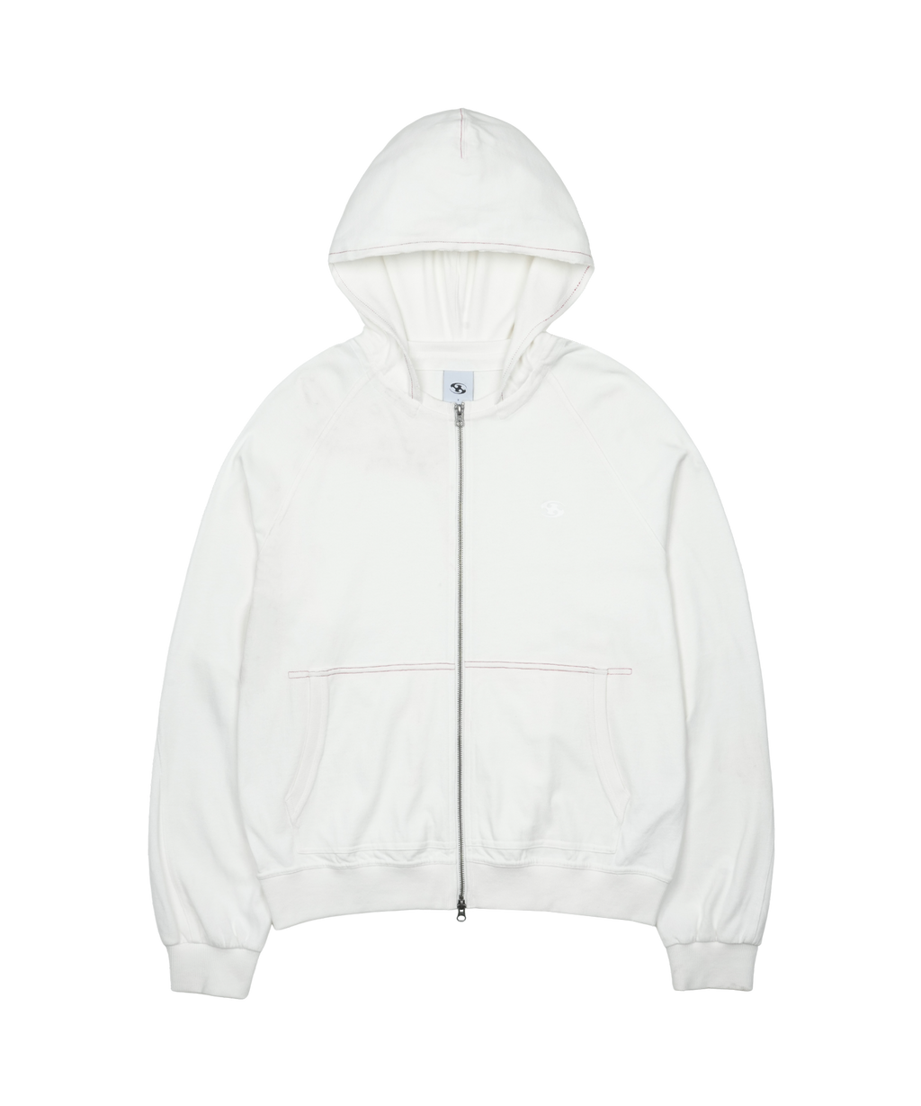 San San Gear - Washed Hoodie Zip-Up (Ivory) product image 4 | TRAB K-Fashion Australia