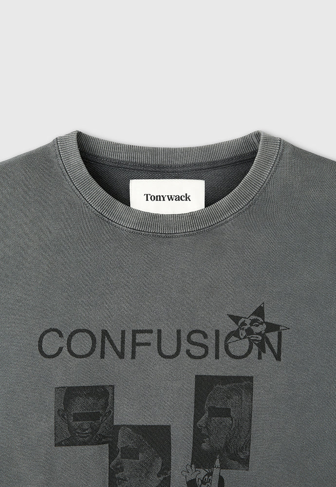 Tonywack - Confusion Mugshot Garment-Dyeing Sweatshirt (Faded Grey) product image 9 | TRAB K-Fashion Australia