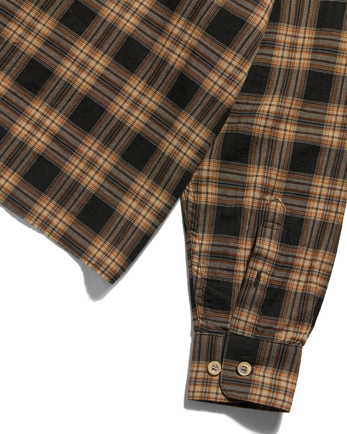 Eastlogue - Ruffle Collar Wide Shirts (Orange & Charcoal Check) product image 7 | TRAB K-Fashion Australia