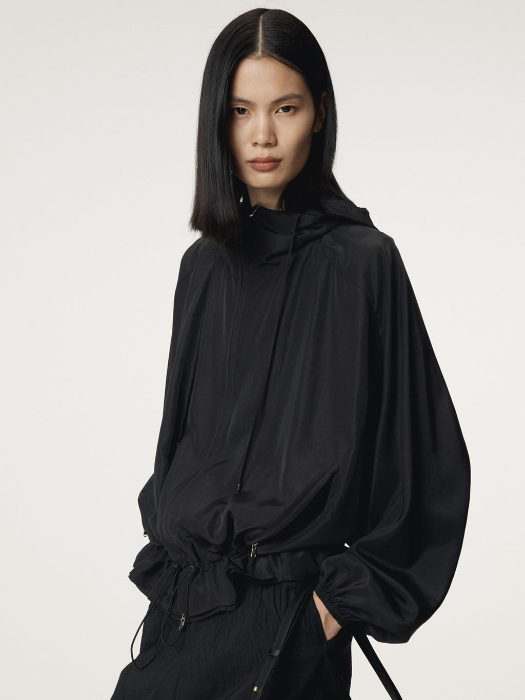 Recto - Silk Blend Technical Hoodie Jumper (Black) product image 1 | TRAB K-Fashion Australia