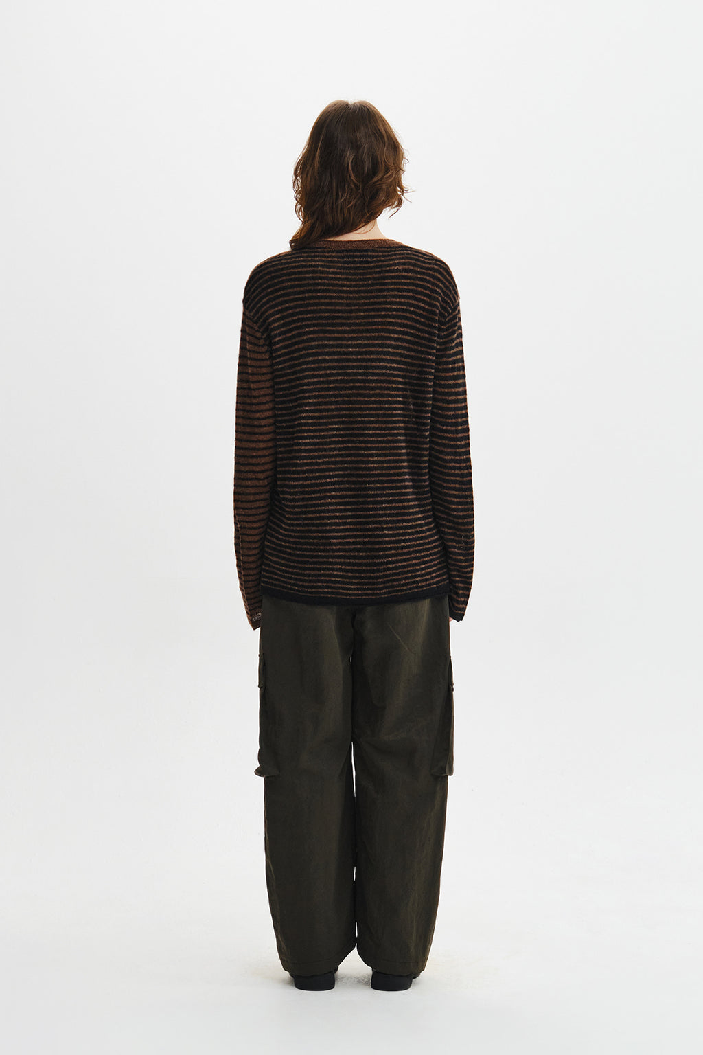 Matin Kim - Multi Stripe Alpaca Blended Knit Pullover (Brown) product image 9 | TRAB K-Fashion Australia