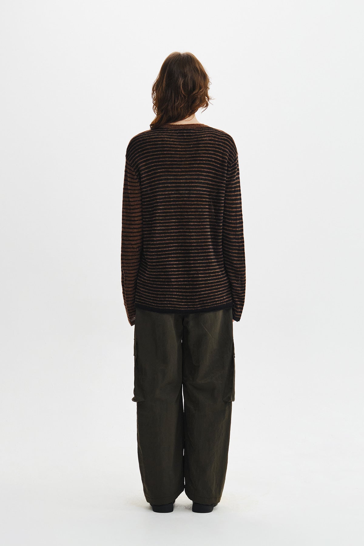 Matin Kim - Multi Stripe Alpaca Blended Knit Pullover (Brown) product image 9 | TRAB K-Fashion Australia