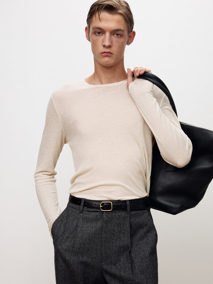 Tonywack - Sheer Wool Ribbed Knit Top (Ivory) product image 6 | TRAB K-Fashion Australia