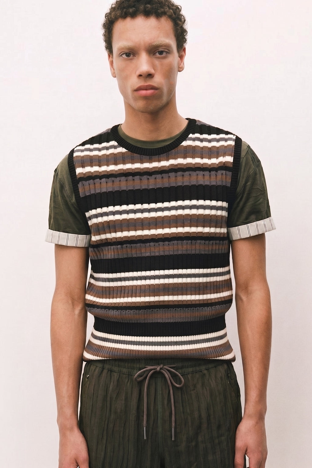 Andersson Bell - Contrast Rib Sleeveless (Black/Grey/Brown) product image 1 | TRAB K-Fashion Australia