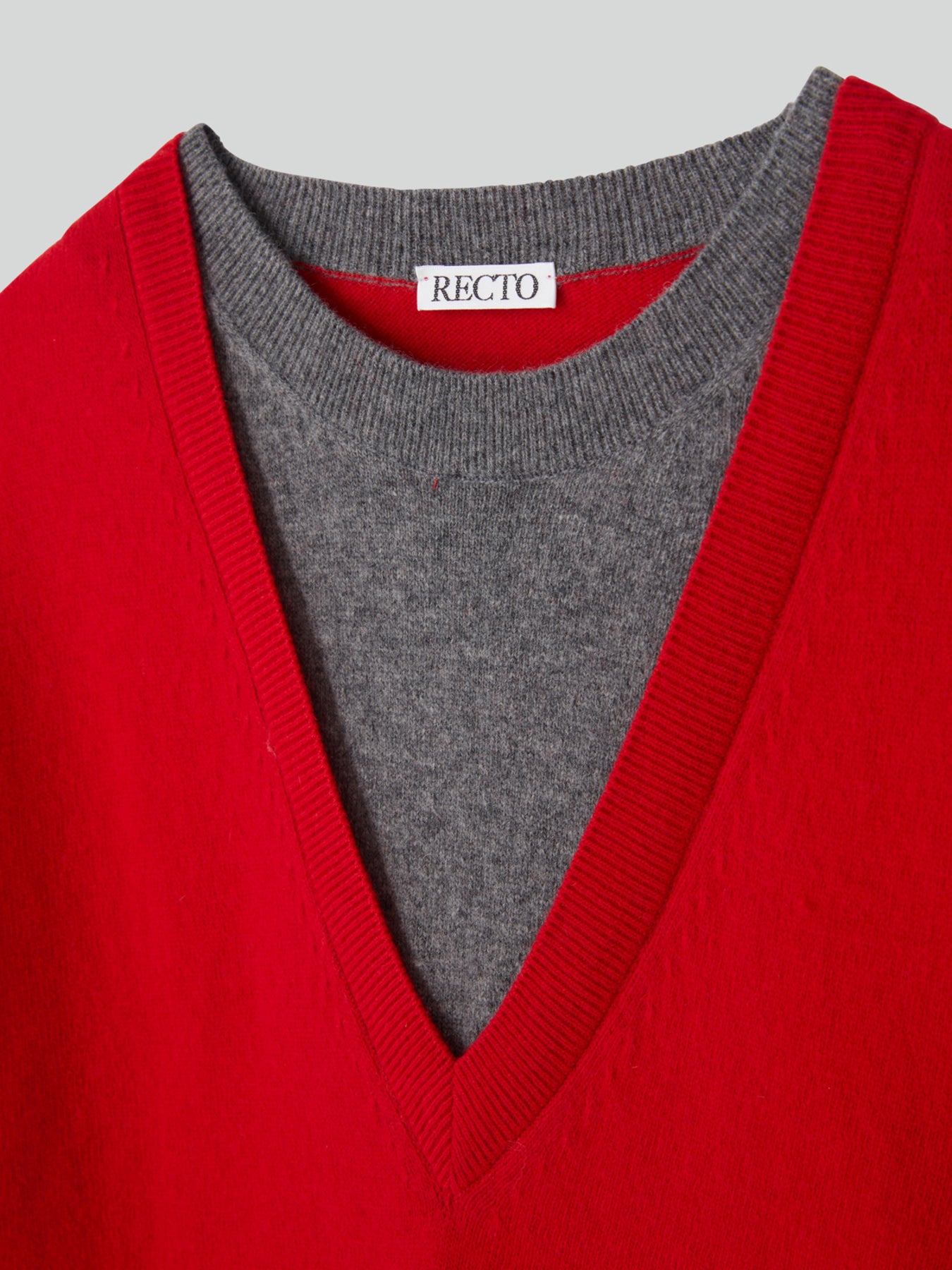 Recto - Contrast Layered V-Neck Knit Top (Red) product image 12 | TRAB K-Fashion Australia