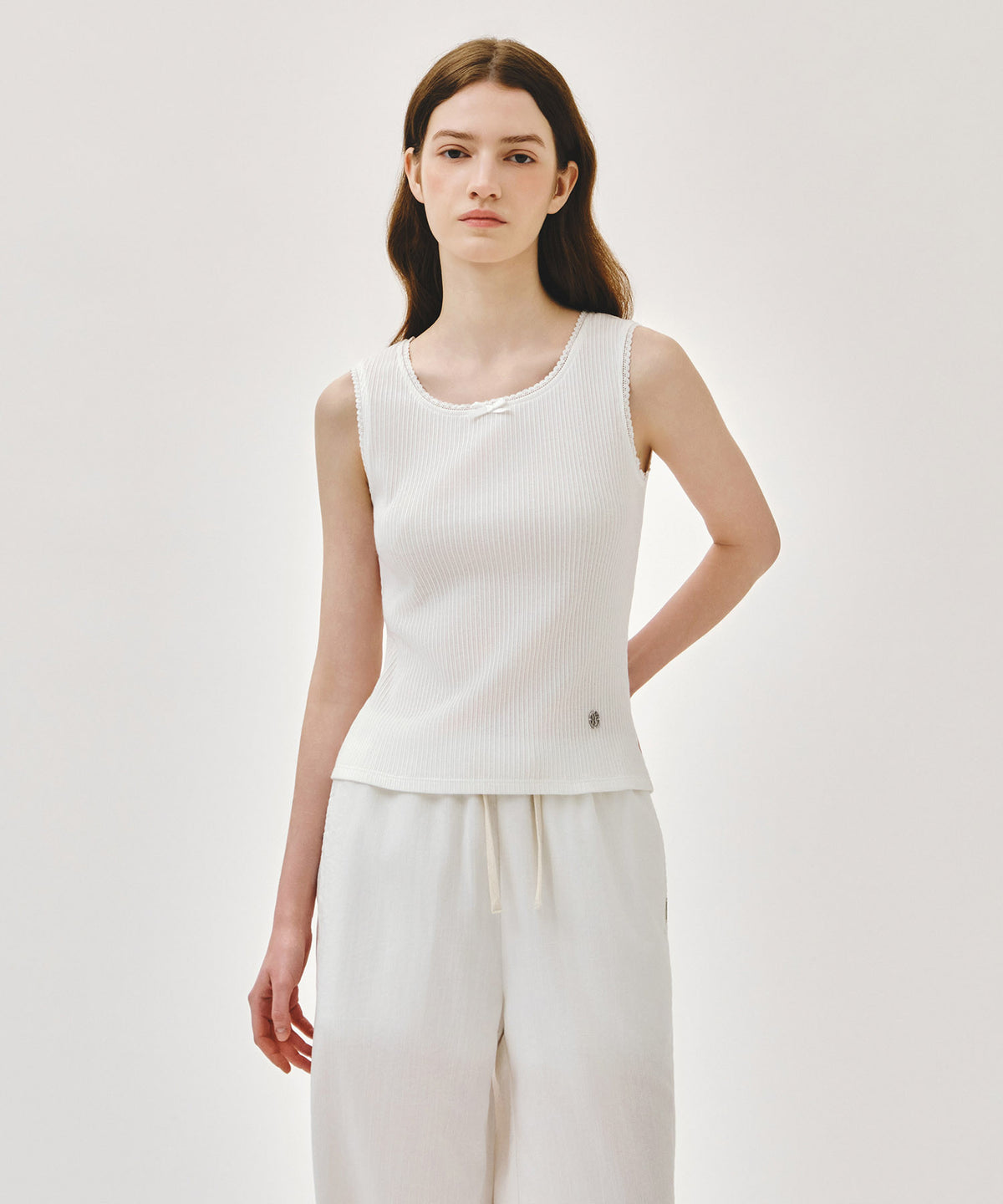 Marithe & Francois Girbaud - Lace Detail Sleeveless (White) product image 1 | TRAB K-Fashion Australia