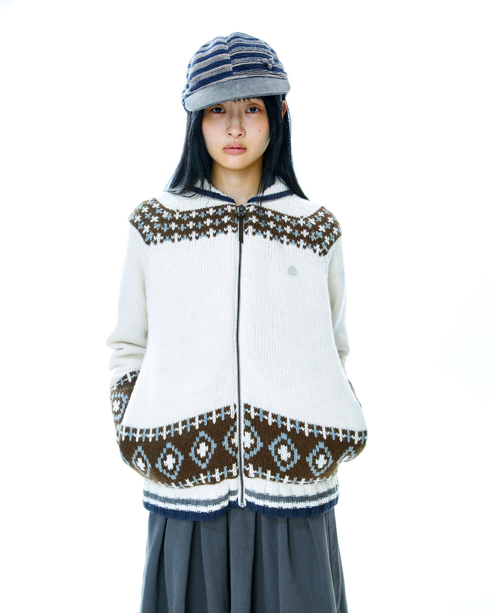 Coyseio - Mossy Cowichan Knit Jacket (Ivory) product image 13 | TRAB K-Fashion Australia