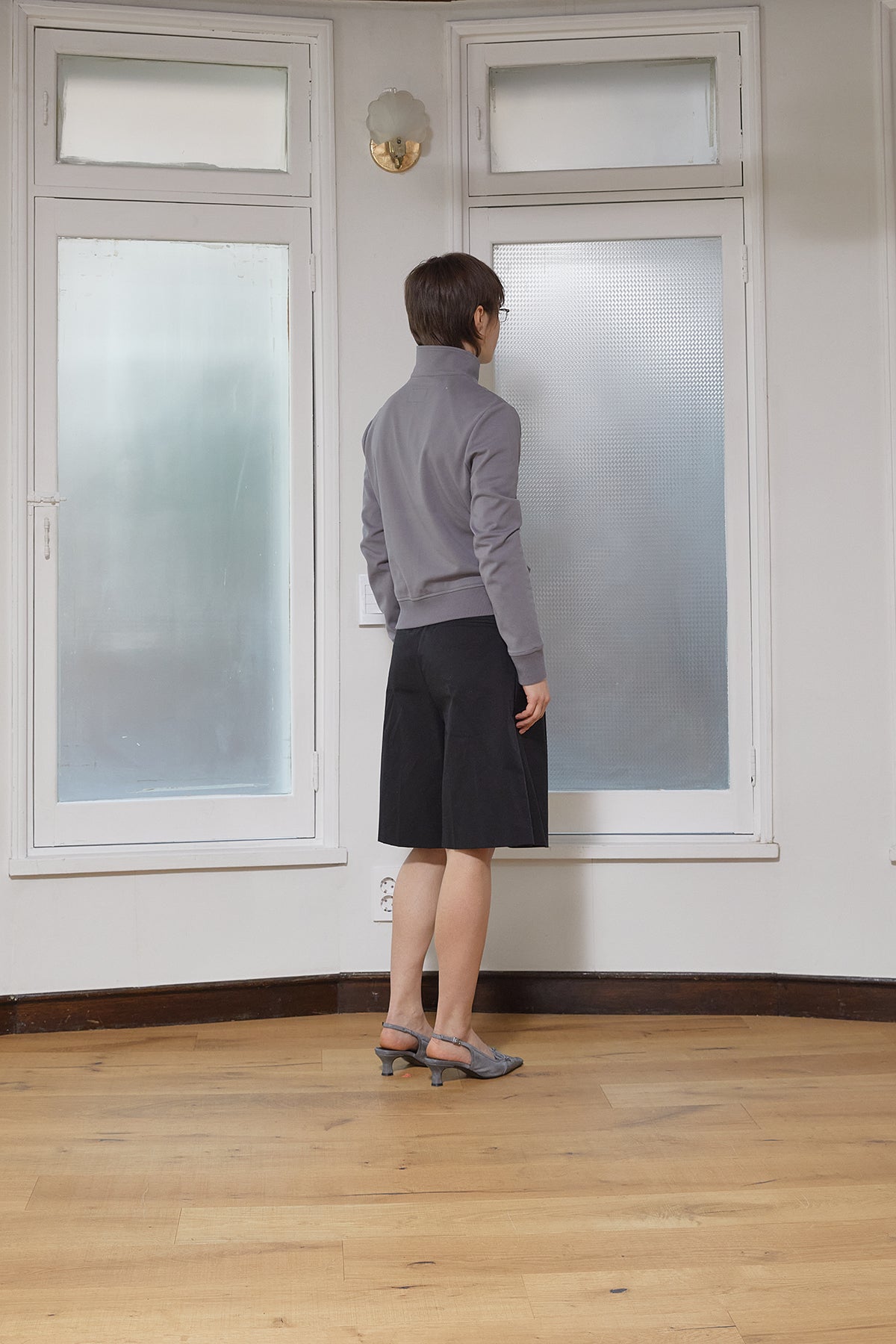 Matin Kim - High Neck Windbreaker Zip Up (Grey) product image 7 | TRAB K-Fashion Australia