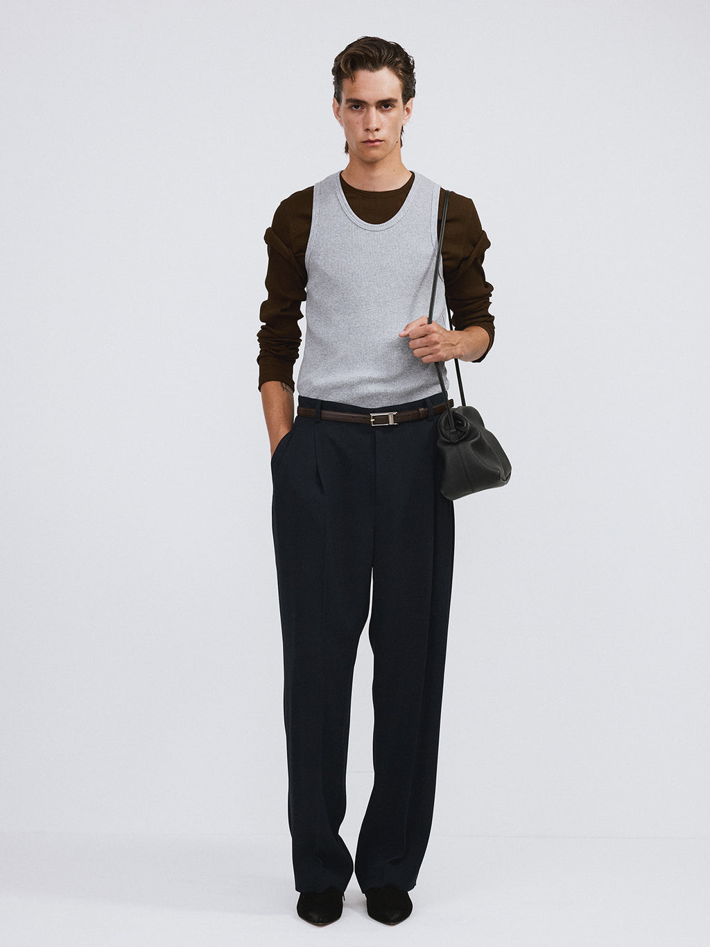 Recto - Ribbed Jersey Long-Sleeve Top (Khaki Brown) product image 2 | TRAB K-Fashion Australia