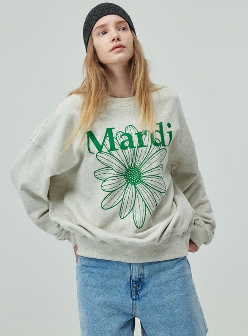 Mardi Mercredi - Sweatshirt Flowermardi (Oatmeal Green) product image 1 | TRAB K-Fashion Australia