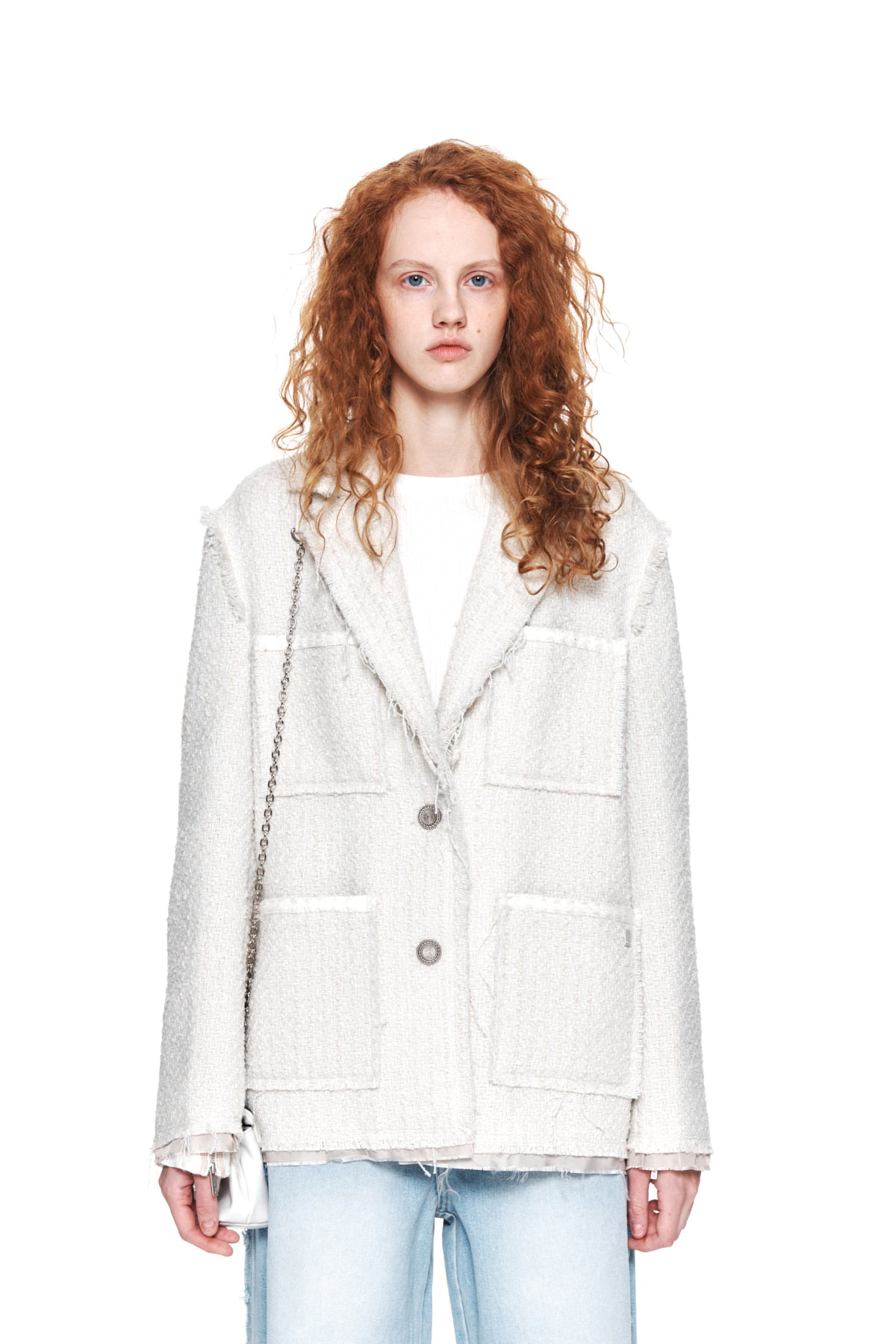 Matin Kim - Tweed Pocket Blazer (Ivory) product image 5 | TRAB K-Fashion Australia