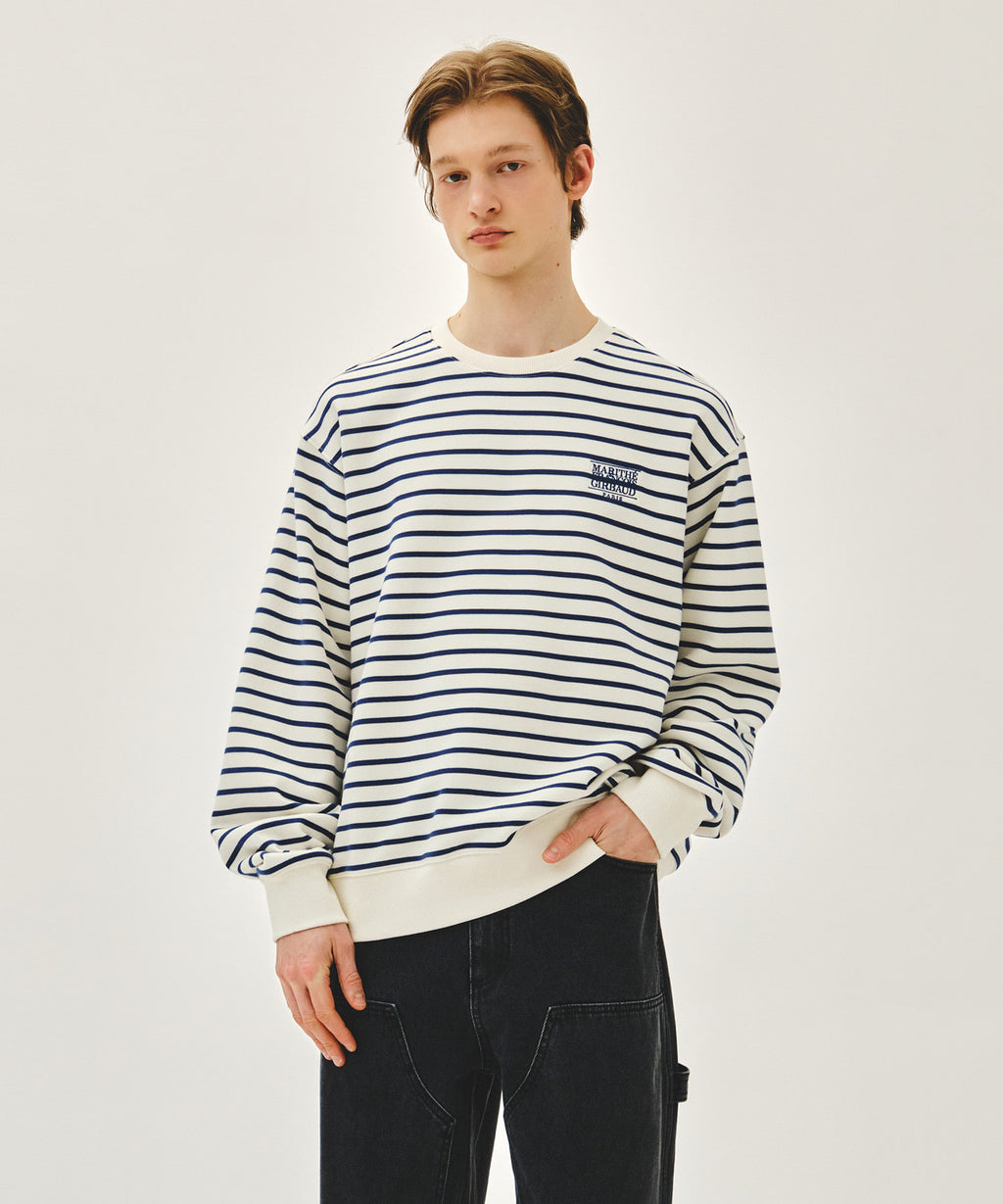 Marithe & Francois Girbaud - Small Classic Logo Stripe Sweatshirt (Ivory) product image 1 | TRAB K-Fashion Australia