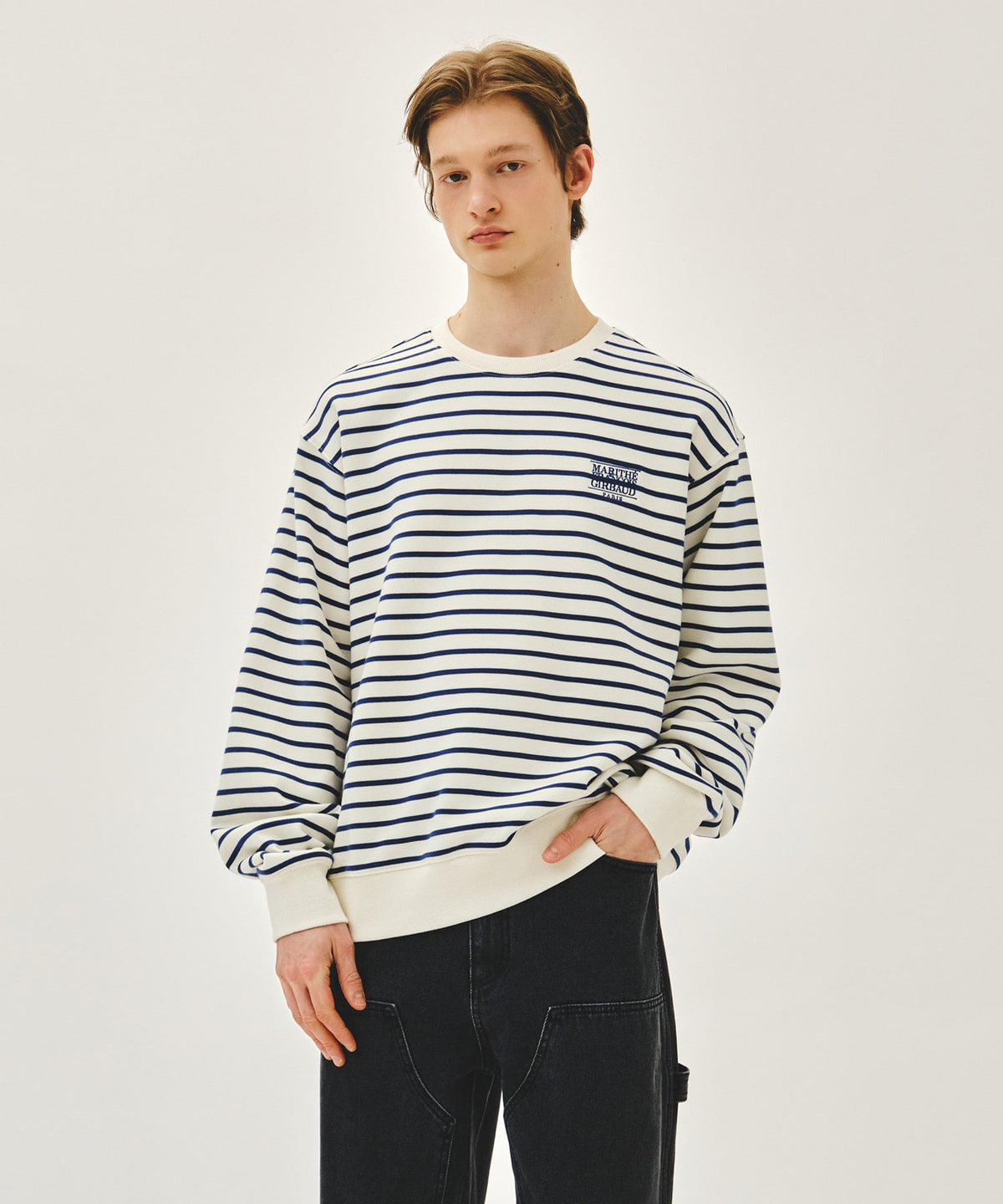 Marithe & Francois Girbaud - Small Classic Logo Stripe Sweatshirt (Ivory) product image 1 | TRAB K-Fashion Australia