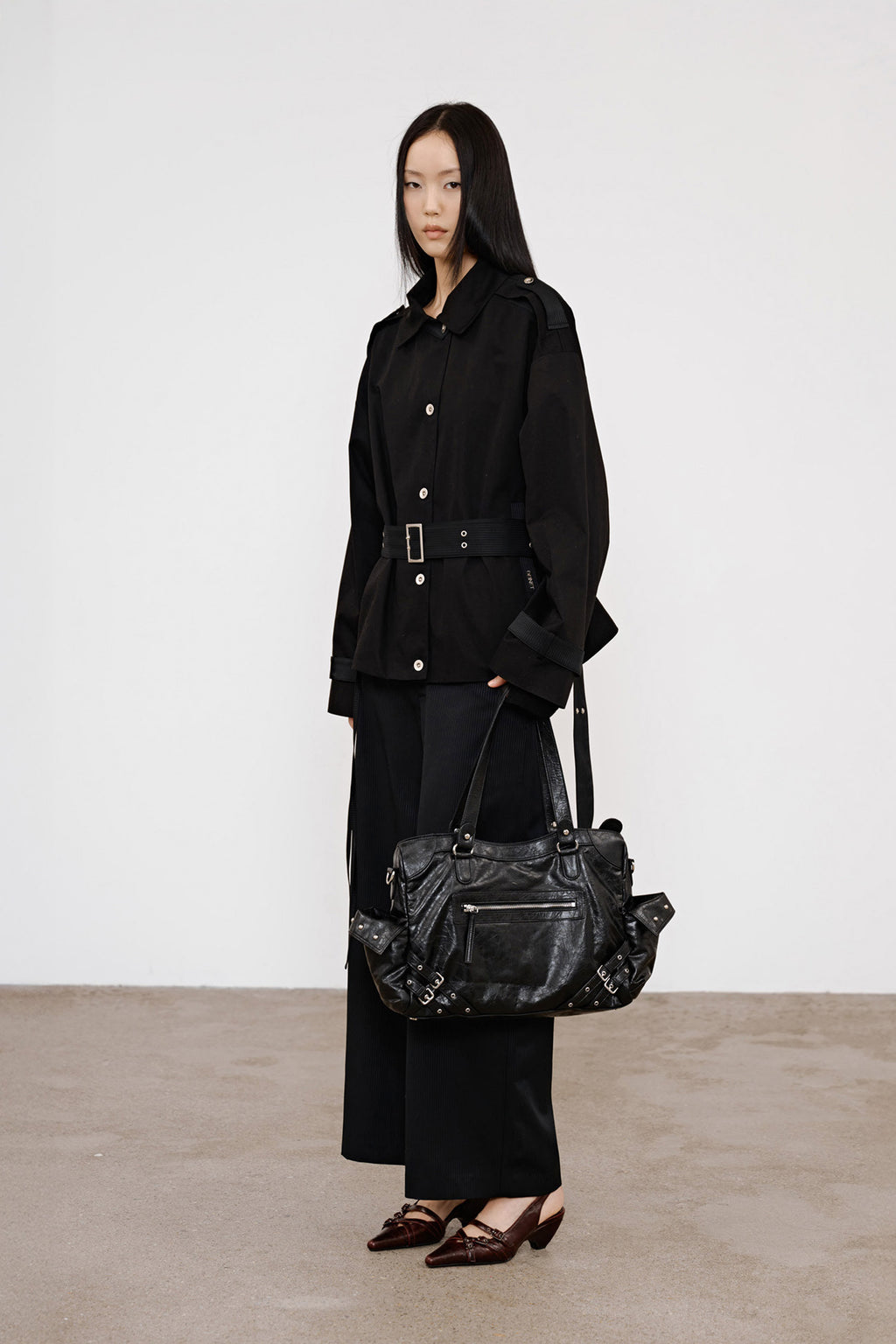Deinet - Buckle Point Trench Jacket (Black) product image 4 | TRAB K-Fashion Australia