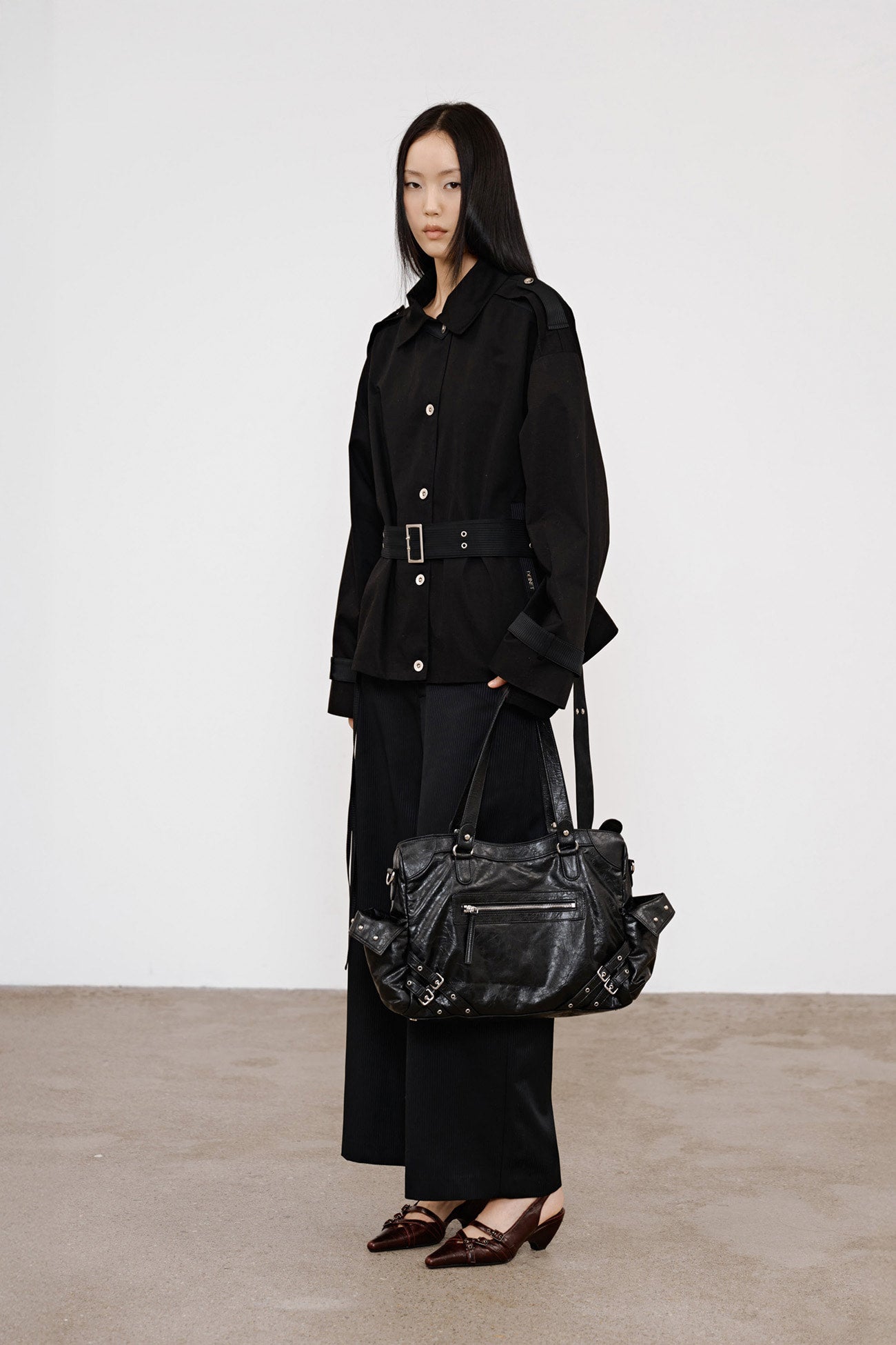 Deinet - Buckle Point Trench Jacket (Black) product image 4 | TRAB K-Fashion Australia