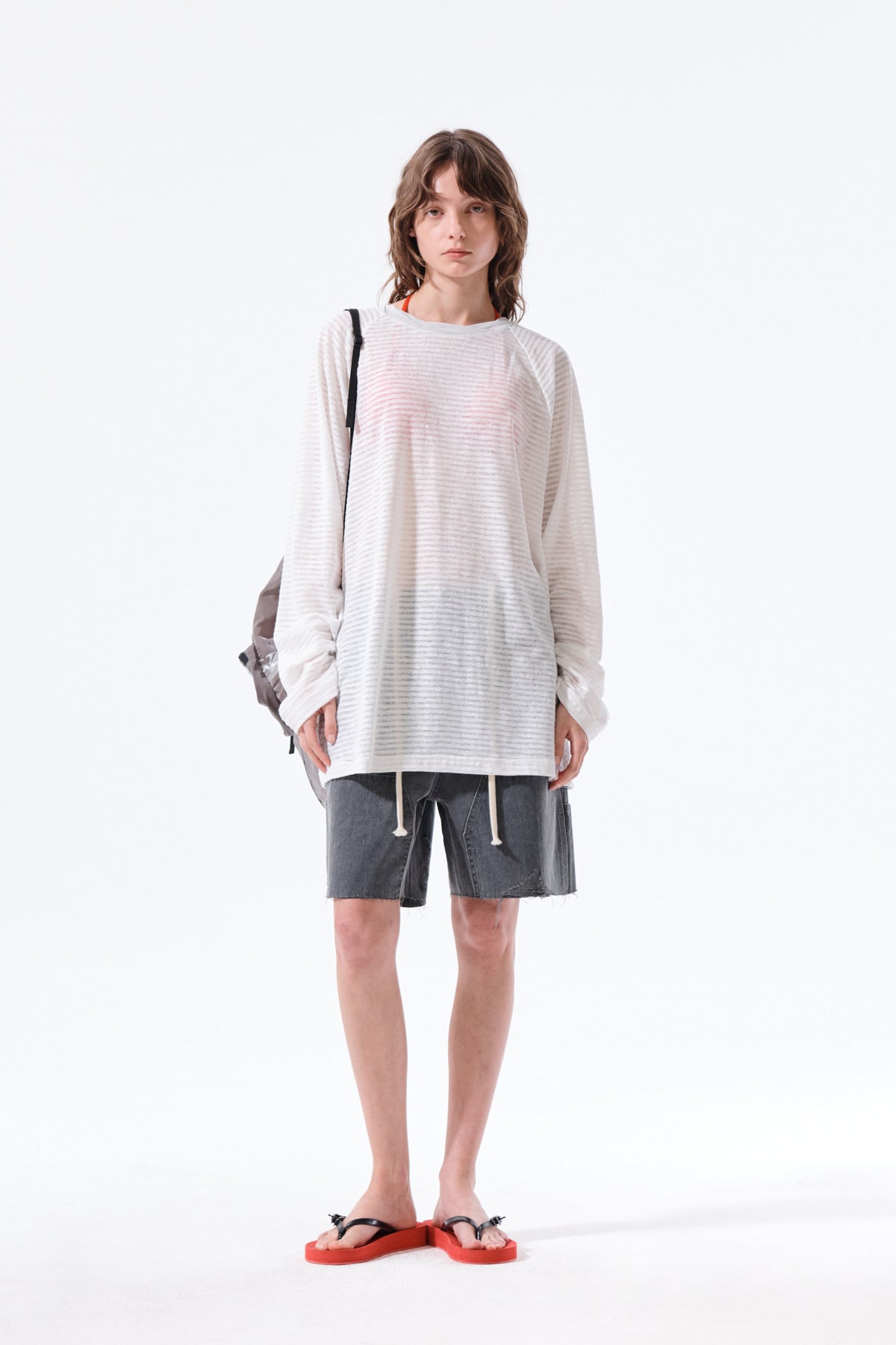Matin Kim - Twist Boat Neck Stripe Logo Top (White) product image 8 | TRAB K-Fashion Australia