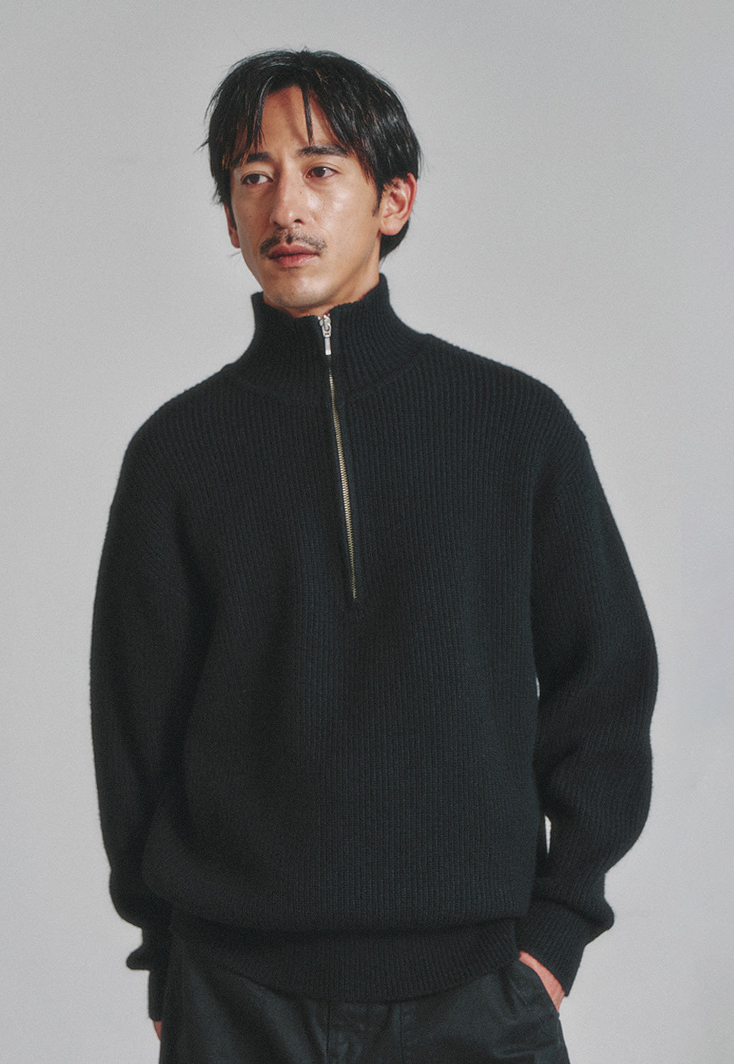 Art if acts - Half Zipup Turtle Neck Knit (Black) product image 5 | TRAB K-Fashion Australia