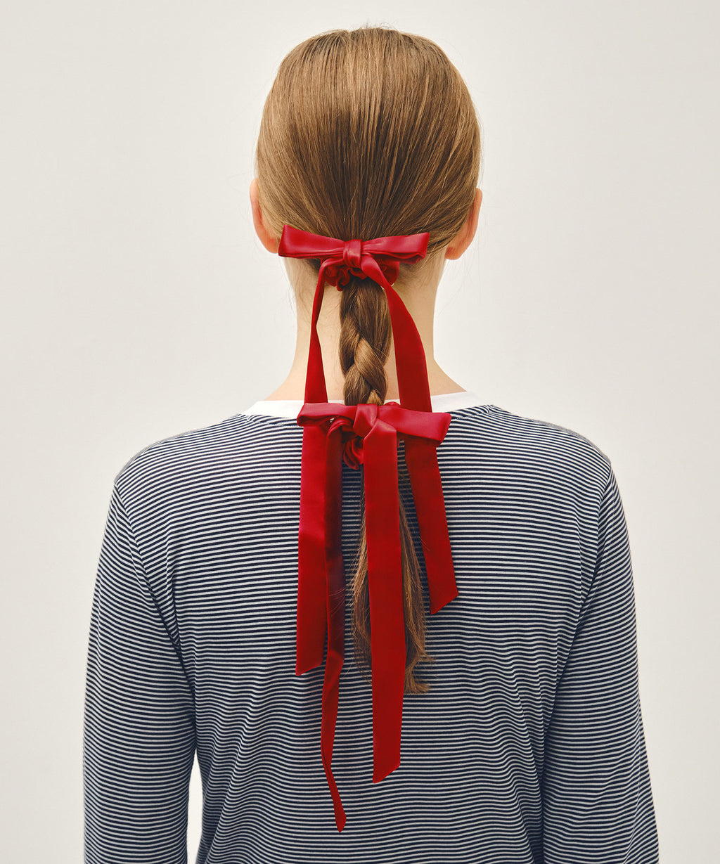 Marithe & Francois Girbaud - Regular Logo Satin Hair Ribbon Scrunchie 2pack (Red) product image 4 | TRAB K-Fashion Australia