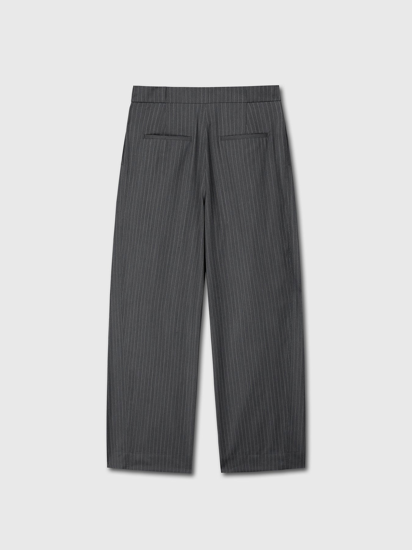 Tonywack - Striped Wool Double-Pleats Wide Trousers (Grey Pinstripe) product image 7 | TRAB K-Fashion Australia