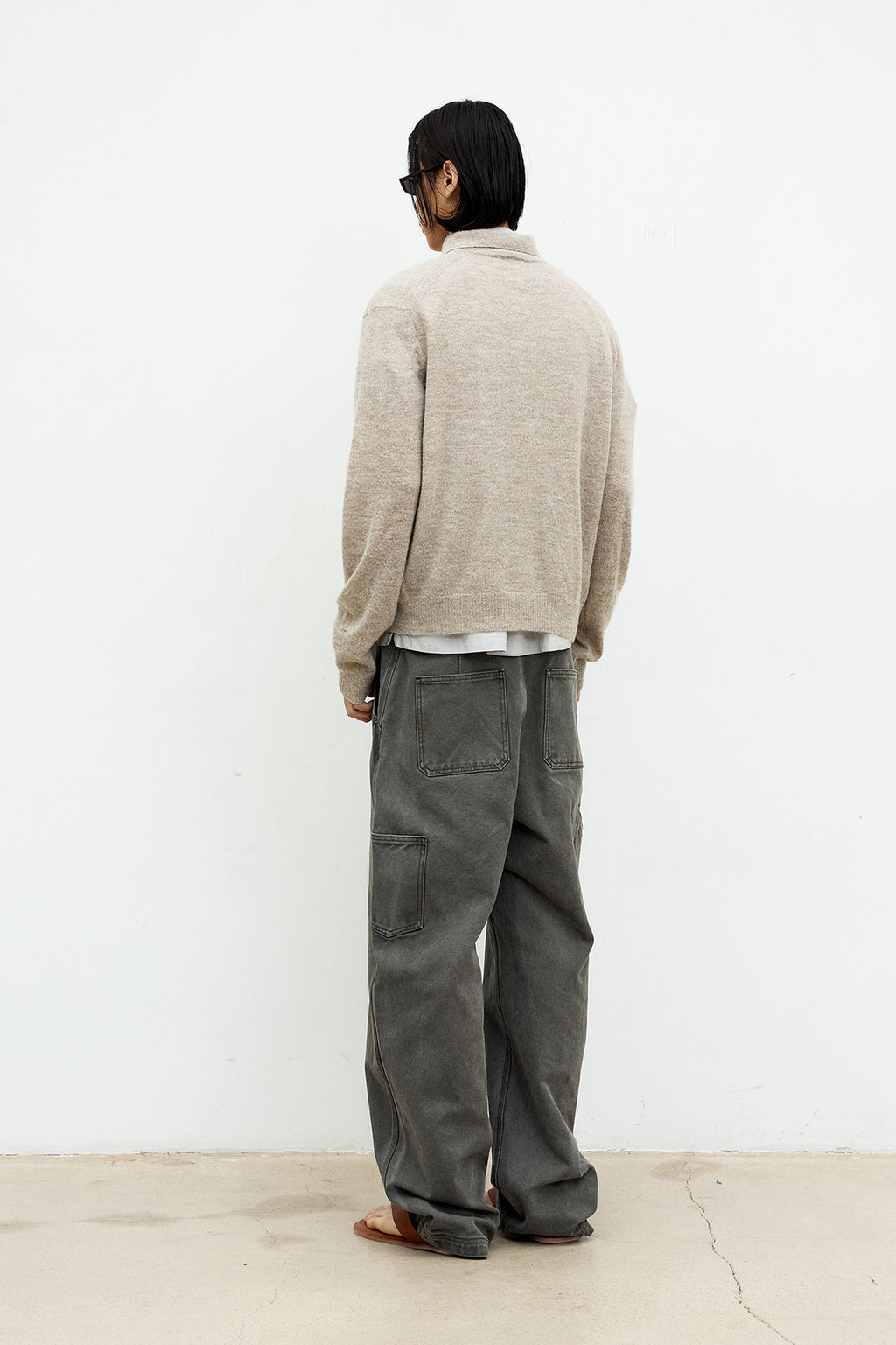 Coor - Hairy Alpaca Blend Collar Cardigan (Melange Beige) product image 4 | TRAB K-Fashion Australia