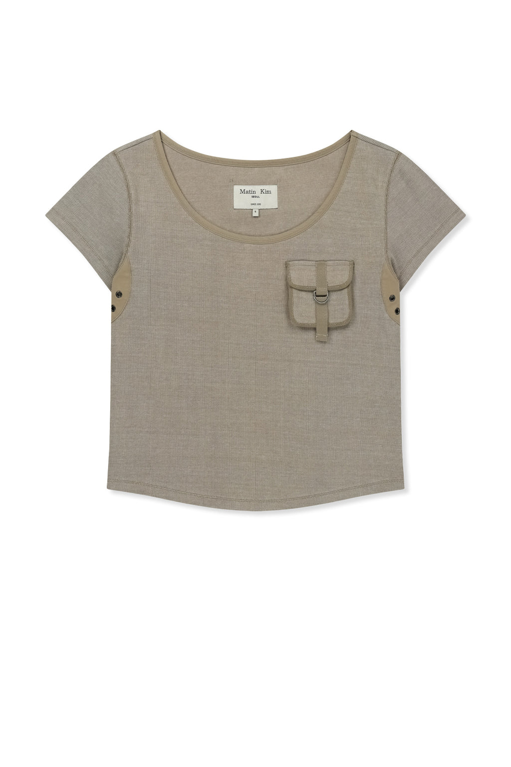 Matin Kim - Pocket Point Slim Fit Top (Beige) product image 1 | TRAB K-Fashion Australia