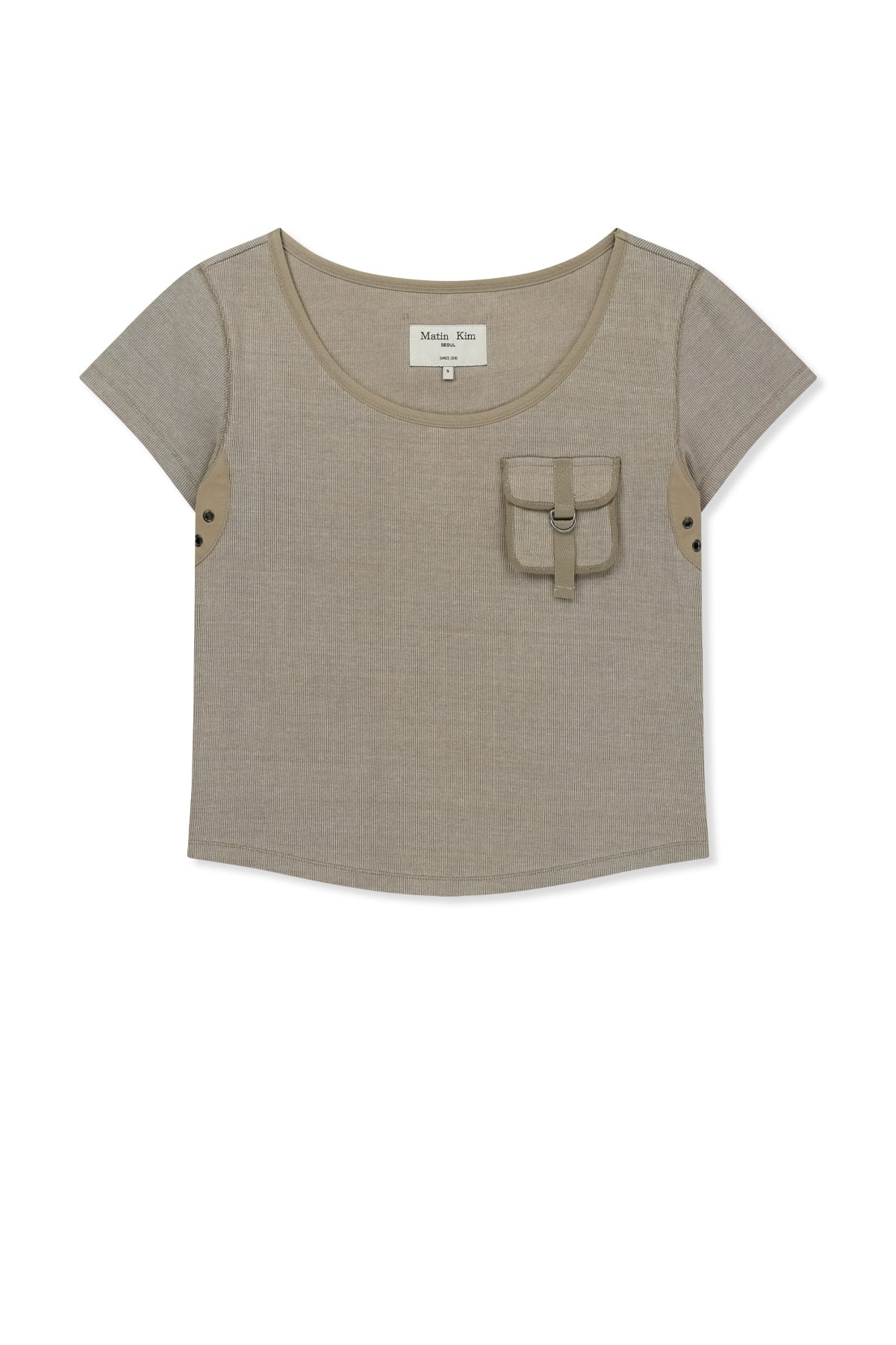 Matin Kim - Pocket Point Slim Fit Top (Beige) product image 1 | TRAB K-Fashion Australia