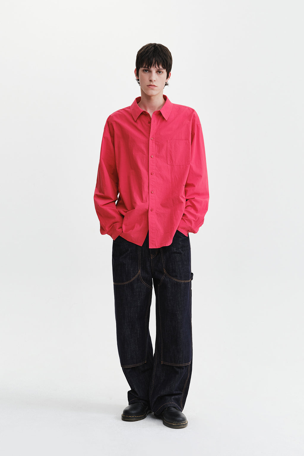 Matin Kim - Washed Cotton Pocket Shirt (Red) product image 9 | TRAB K-Fashion Australia
