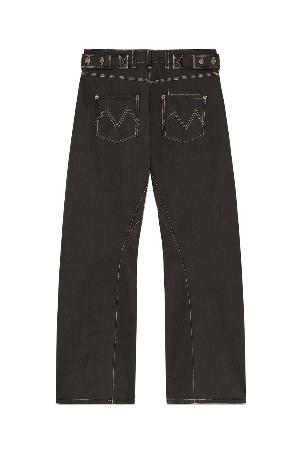 Matin Kim - Waist Buckle Curved Twill Denim Pants (Charcoal) product image 2 | TRAB K-Fashion Australia