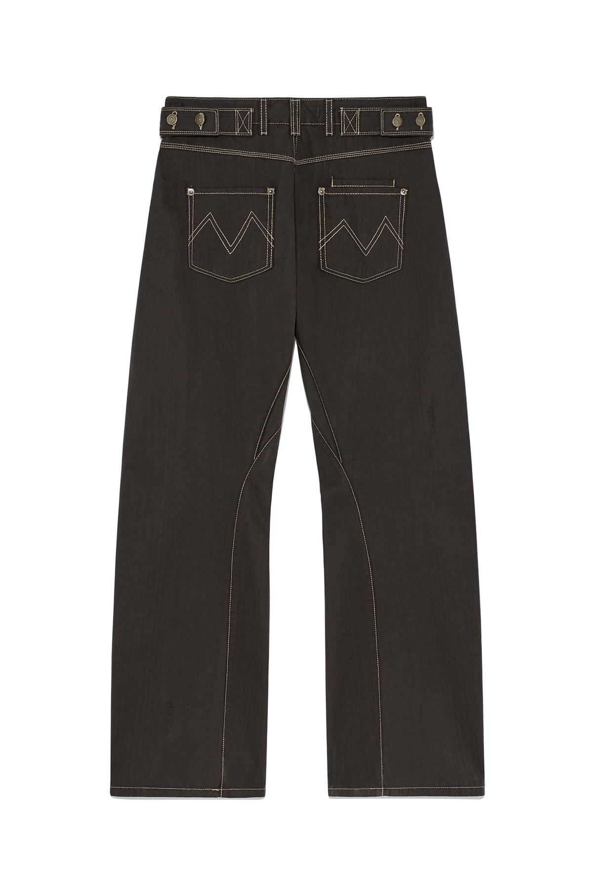 Matin Kim - Waist Buckle Curved Twill Denim Pants (Charcoal) product image 2 | TRAB K-Fashion Australia