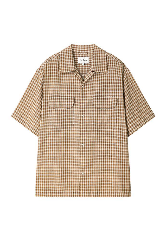 Art if acts - Open Collar Check Half Shirt (Tan) product image 7 | TRAB K-Fashion Australia